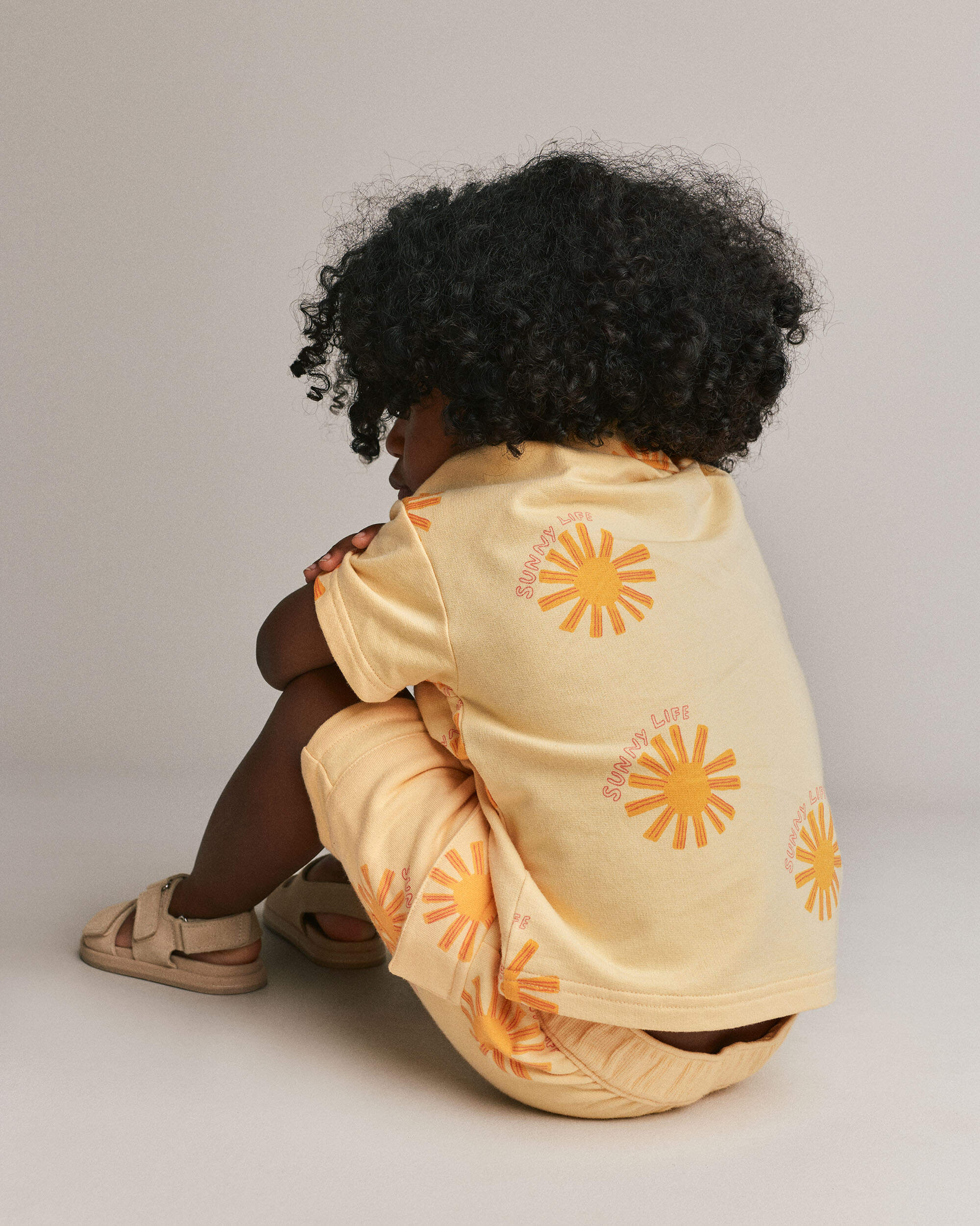 Toddler Boy Button-Down Short-Sleeve Shirt in Sunny Life Print - Yellow, , hi-res