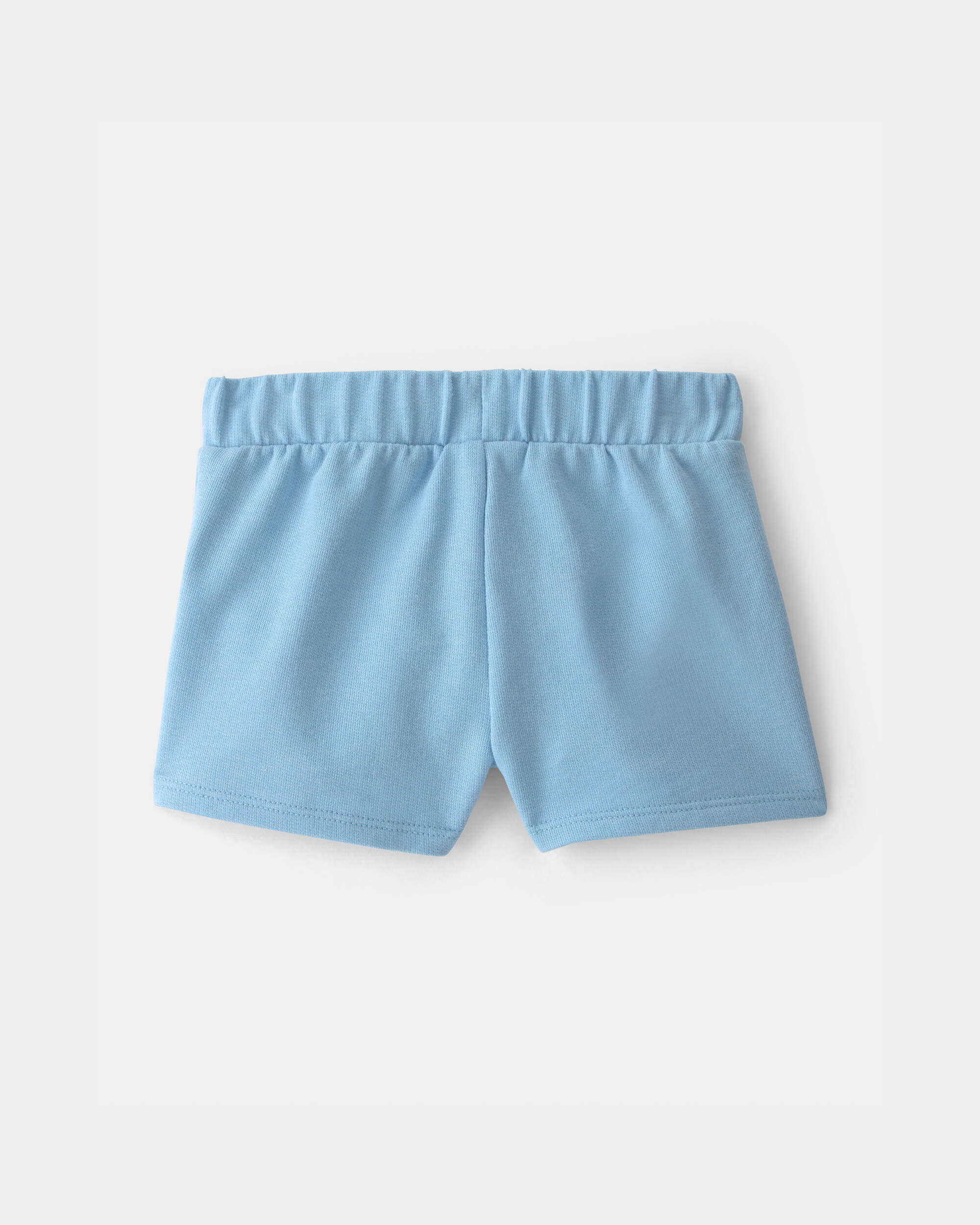 Baby Girl Tropical Flower French Terry Shorts - Blue