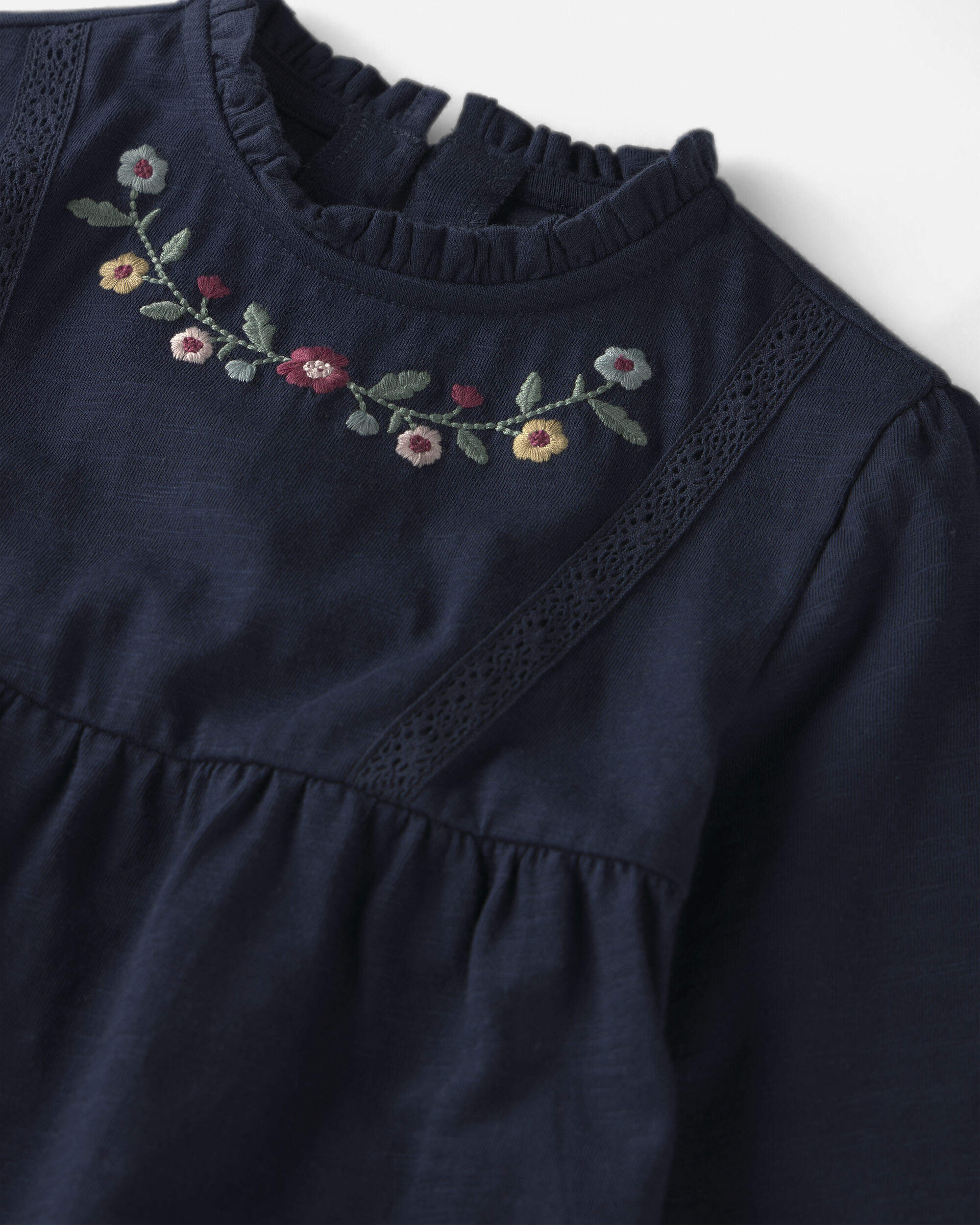 Toddler Girl Organic Cotton Embroidered Peplum Top