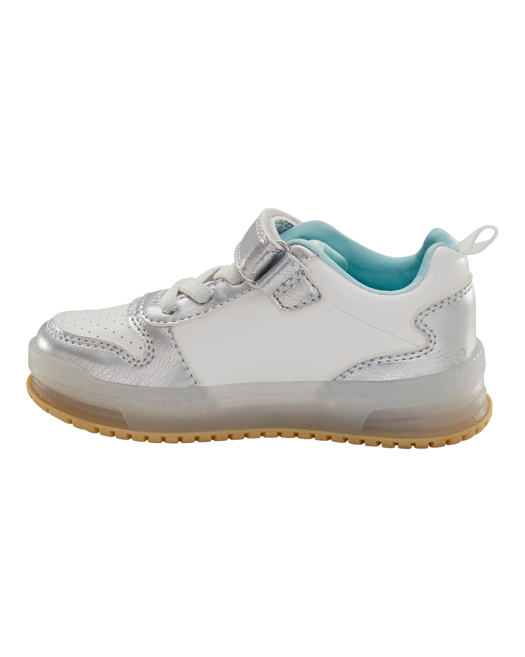 Toddler Light Up Metallic Sneakers - Silver/Aqua