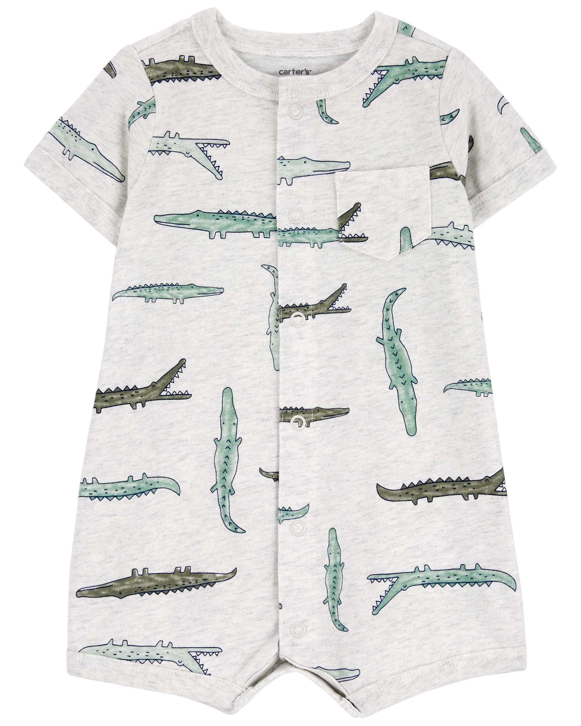 Grey Alligator Print Romper Carter s Oshkosh Canada