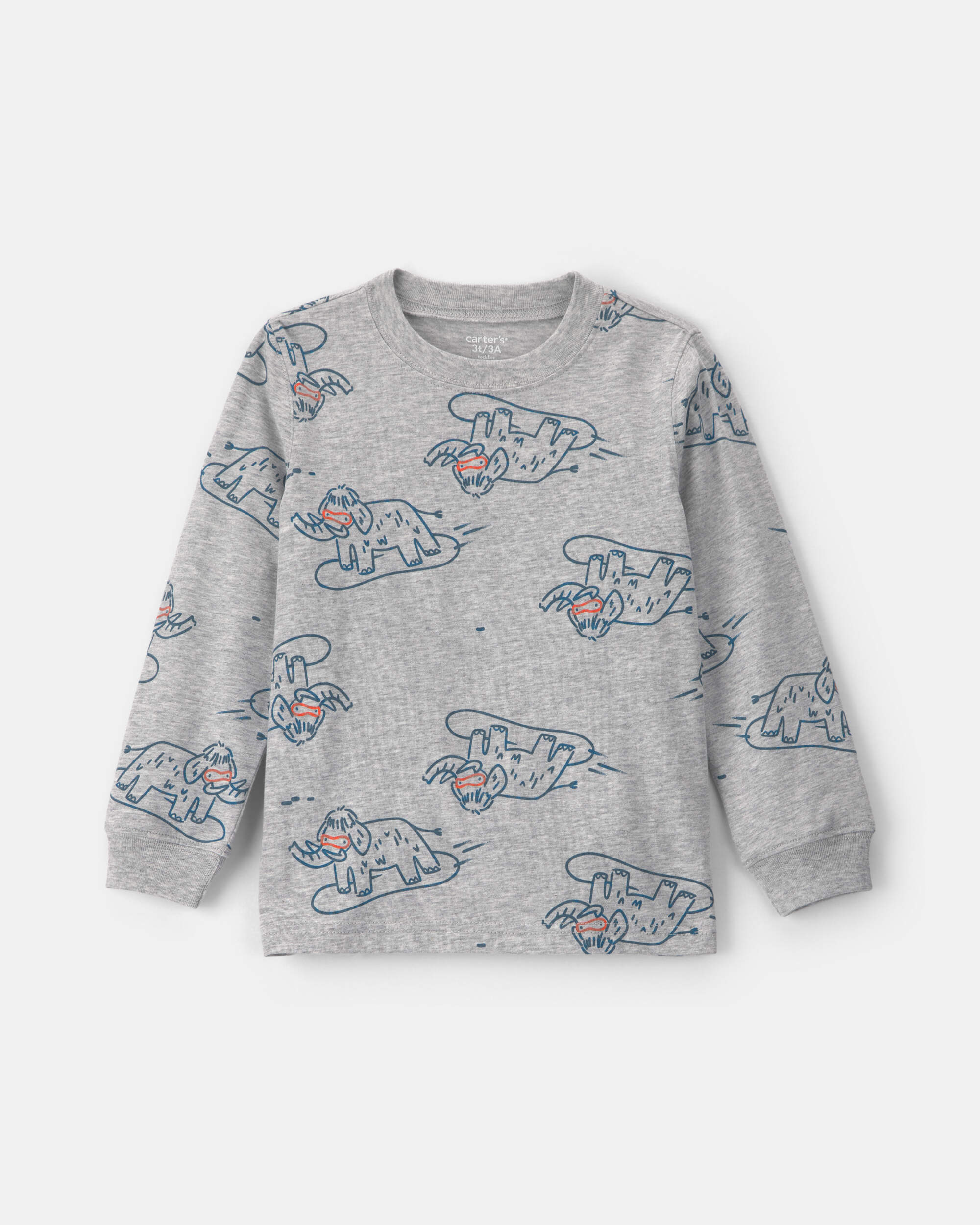 Toddler Boy Dinosaur Long-Sleeve T-Shirt - Gray