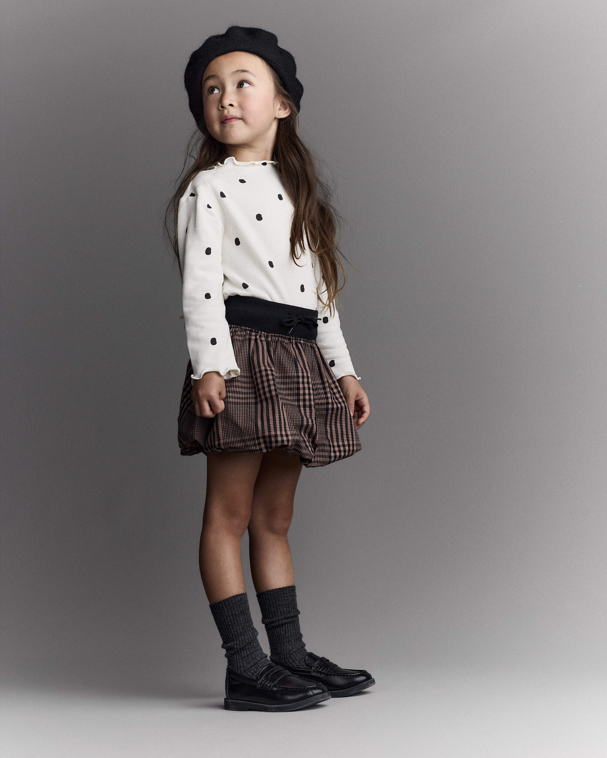 Toddler Girl Bubble Skirt Plaid - Tan