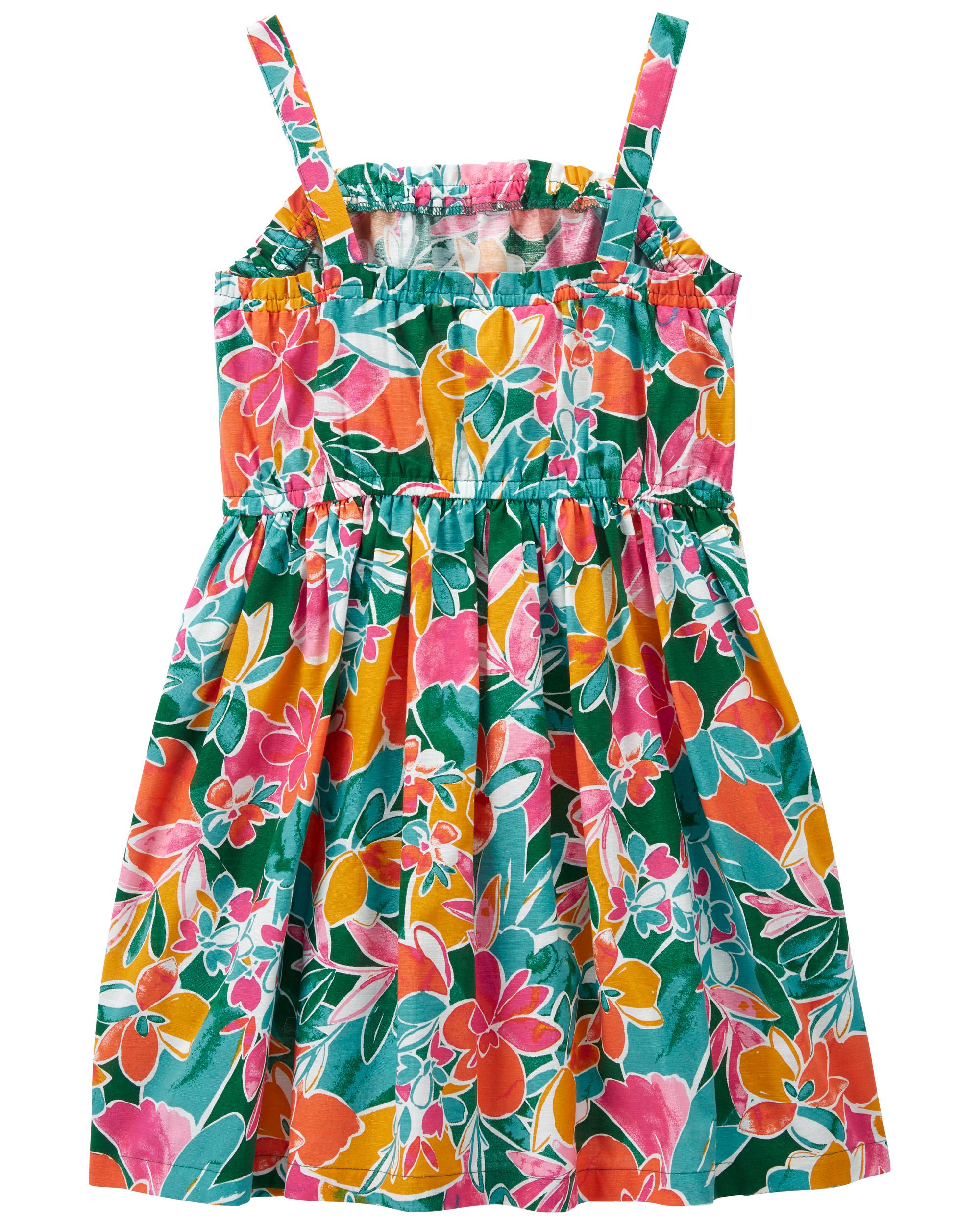 ruffle floral print dress in multicolour