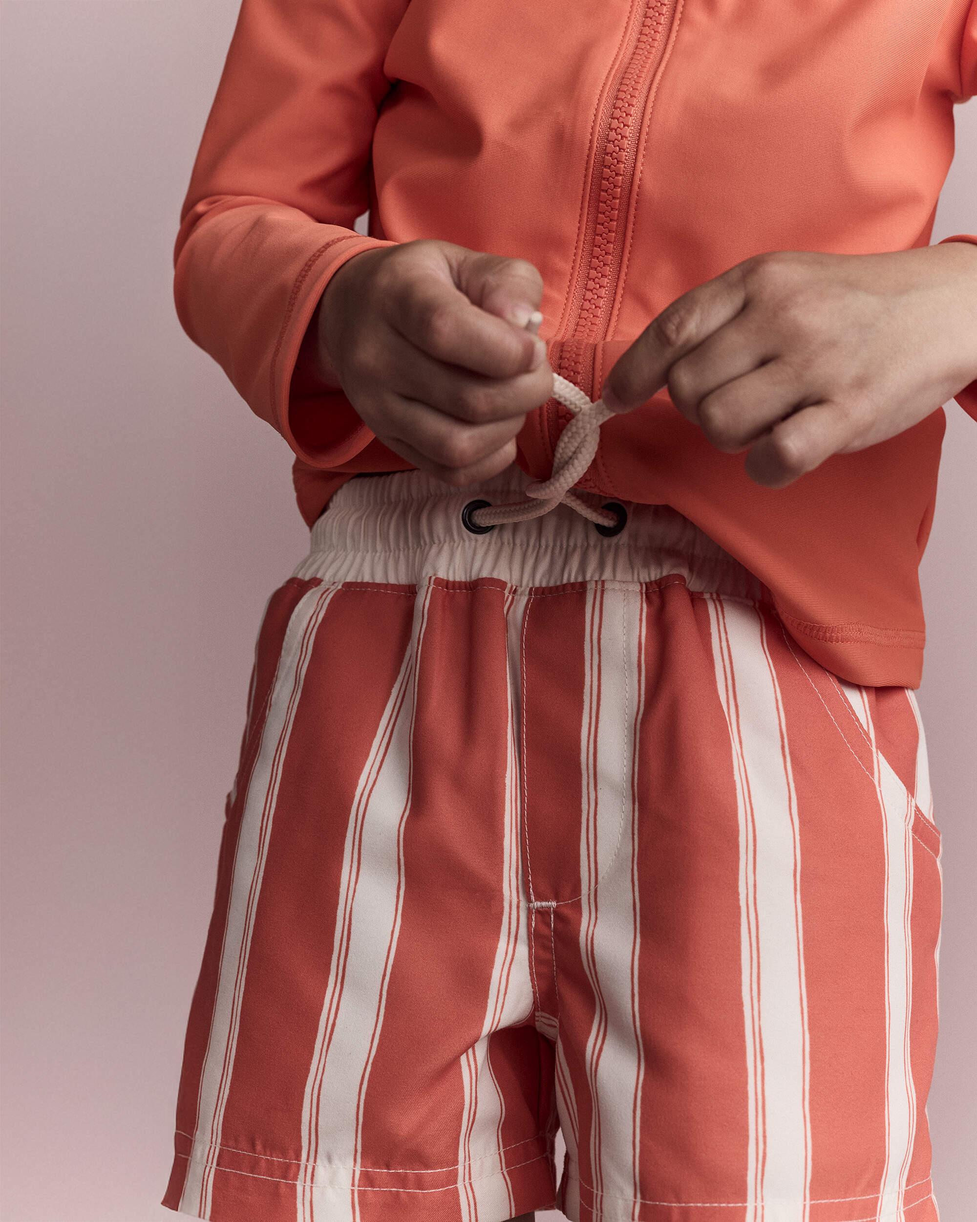 Toddler Boy Striped Swim Trunks - Orange