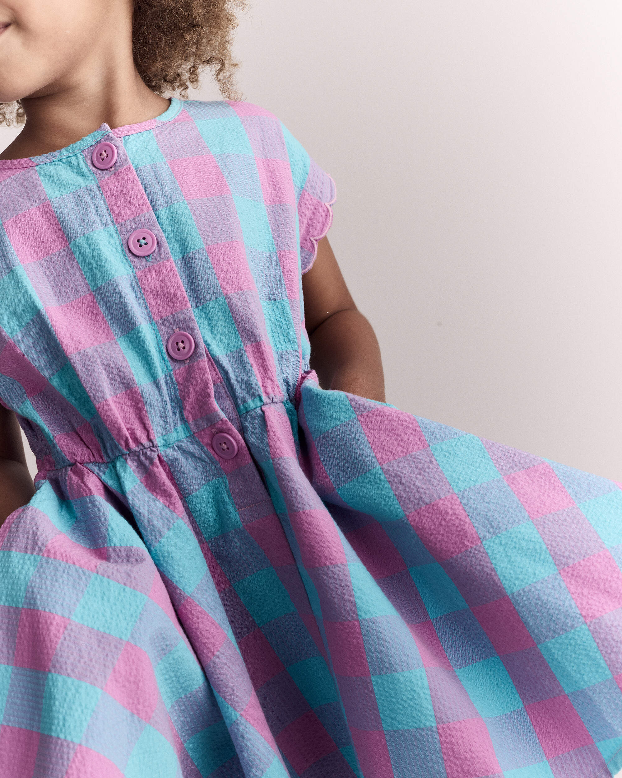 Toddler Girl Avenue Twirl™ Gingham Scalloped Dress - Purple/Blue