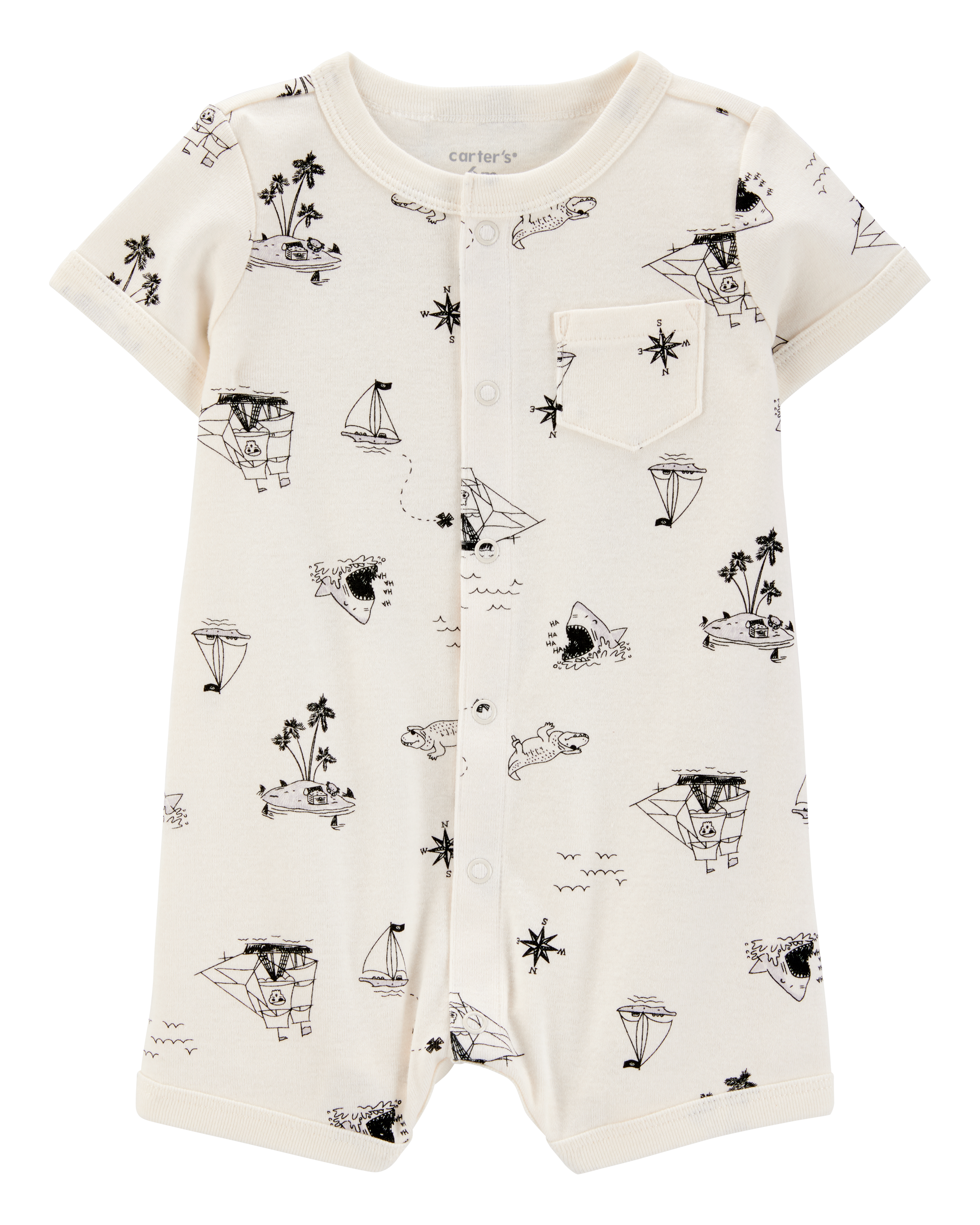 Baby Pirate Snap-Up Cotton Romper