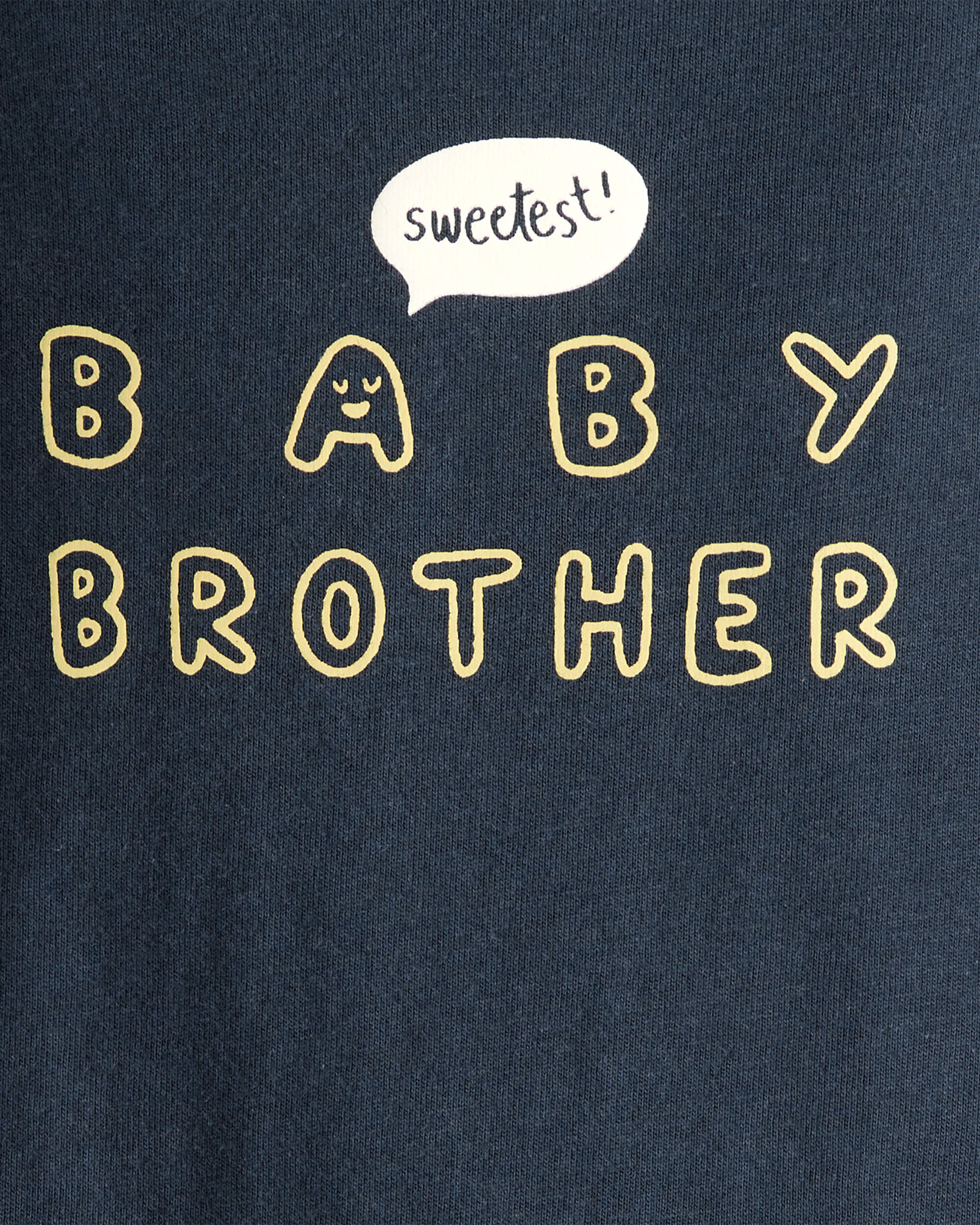 Baby Boy Sweetest Brother Cotton Long-Sleeve Graphic Bodysuit - Navy Blue