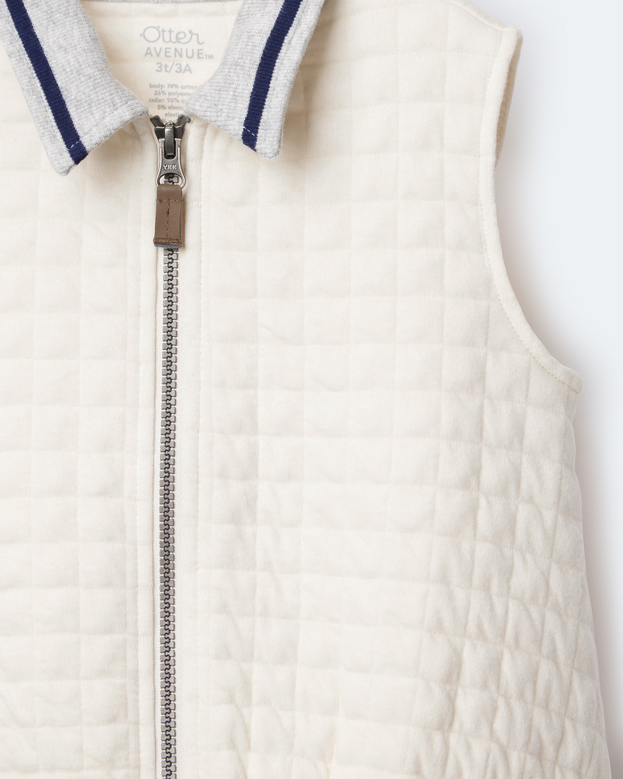 Toddler Quilted Zip-Up Collard Vest - Cream