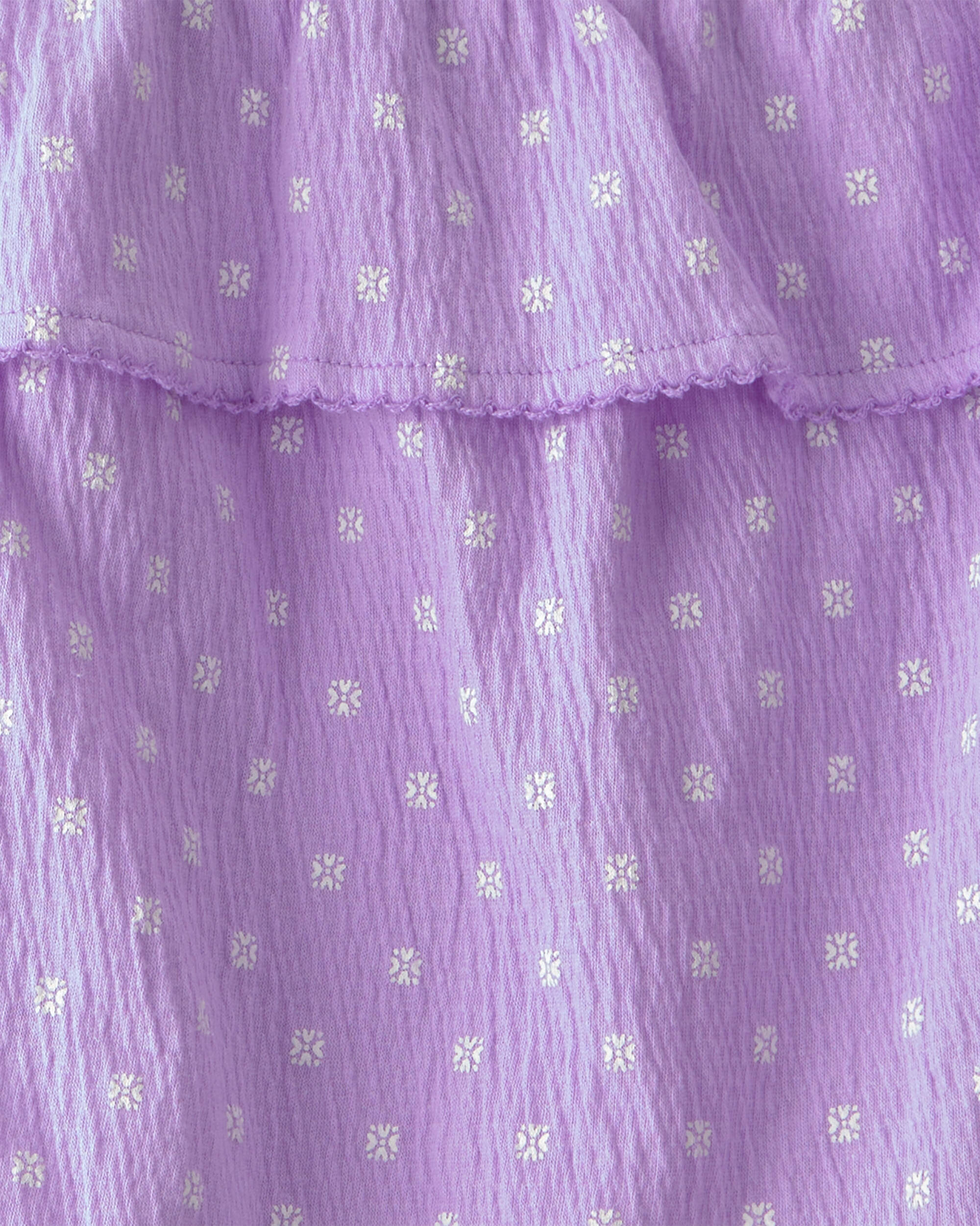 Girls 2-Piece Ruffle Top & Short Set - Purple