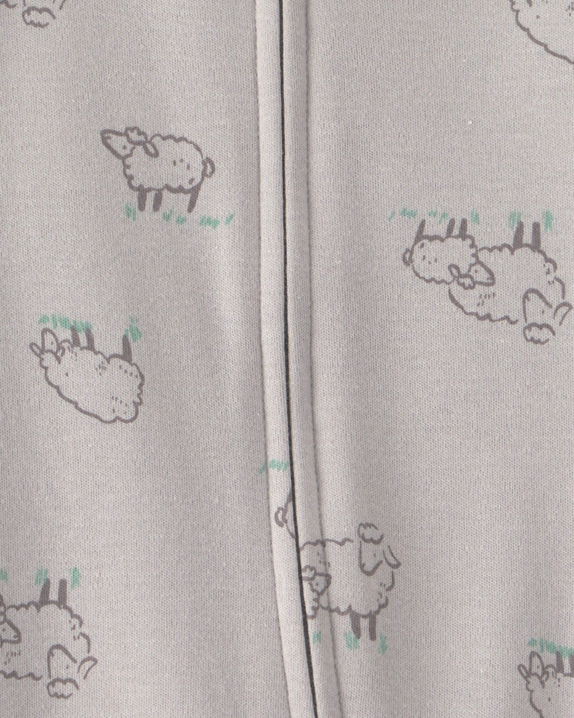 Baby Sheep 100% Cotton 2-Way Zip Sleeper - Grey