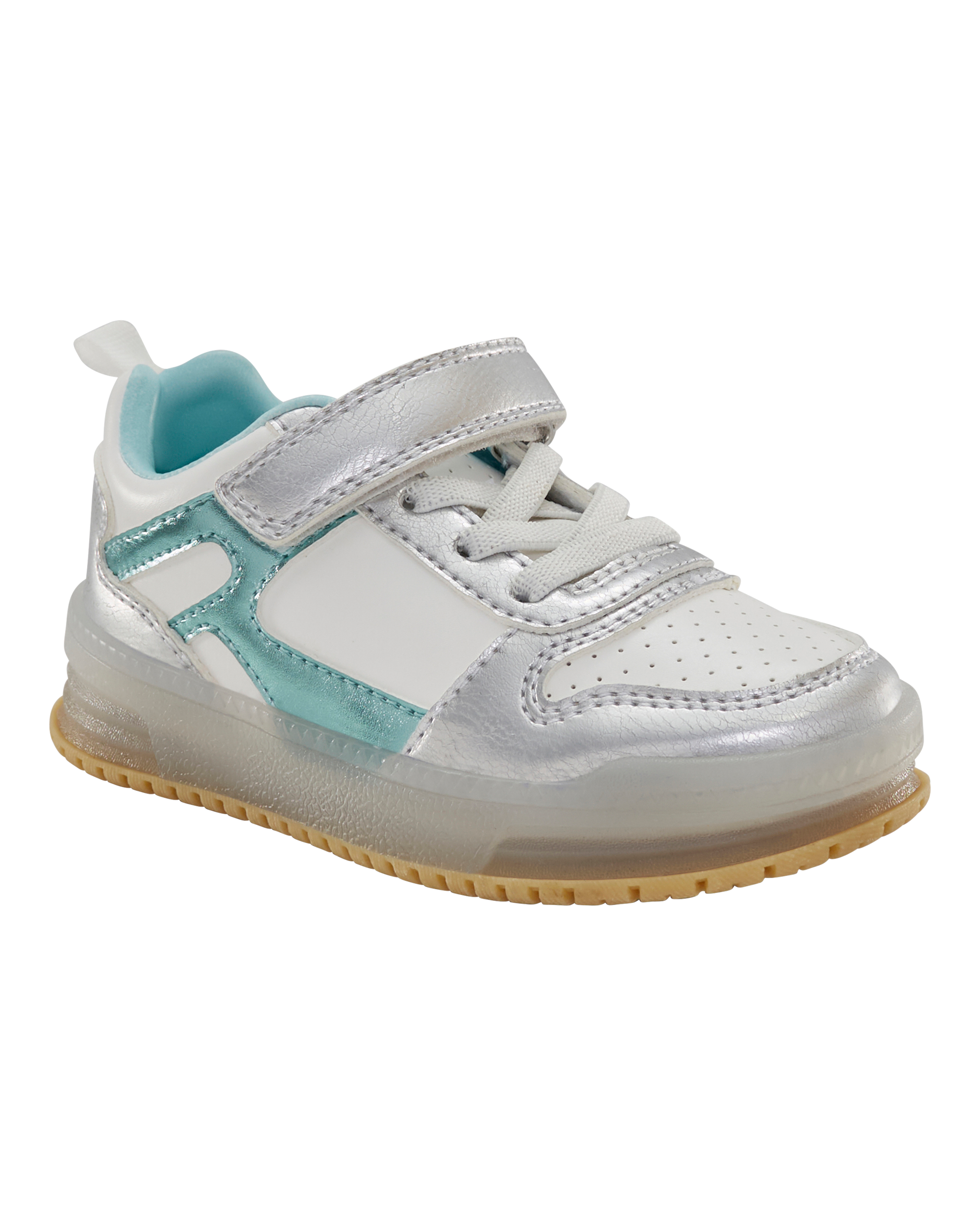 Toddler Light Up Metallic Sneakers - Silver/Aqua