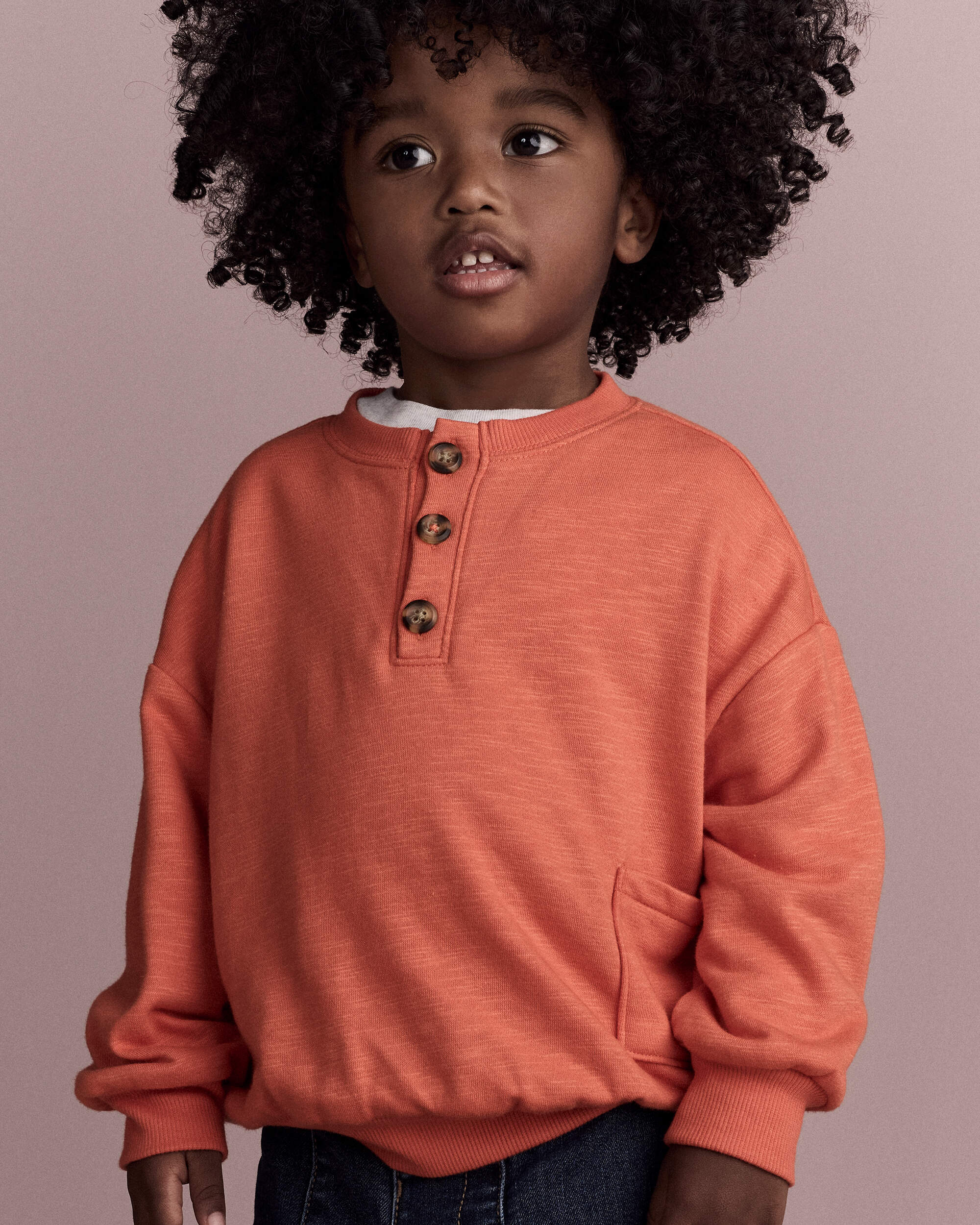 Toddler Boy French Terry Long-Sleeve Sweatshirt - Orange