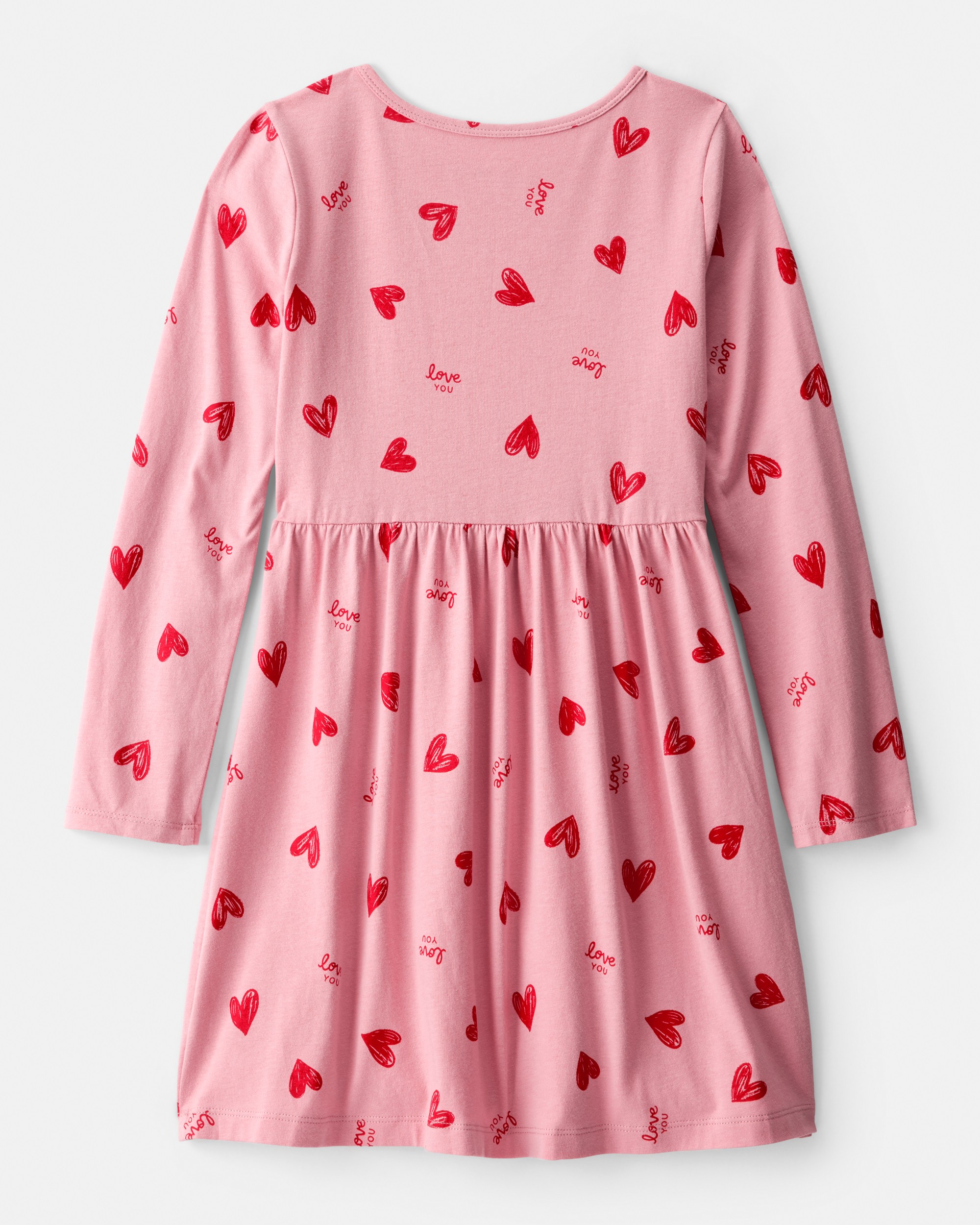 Girls Heart Long-Sleeve Dress - Pink
