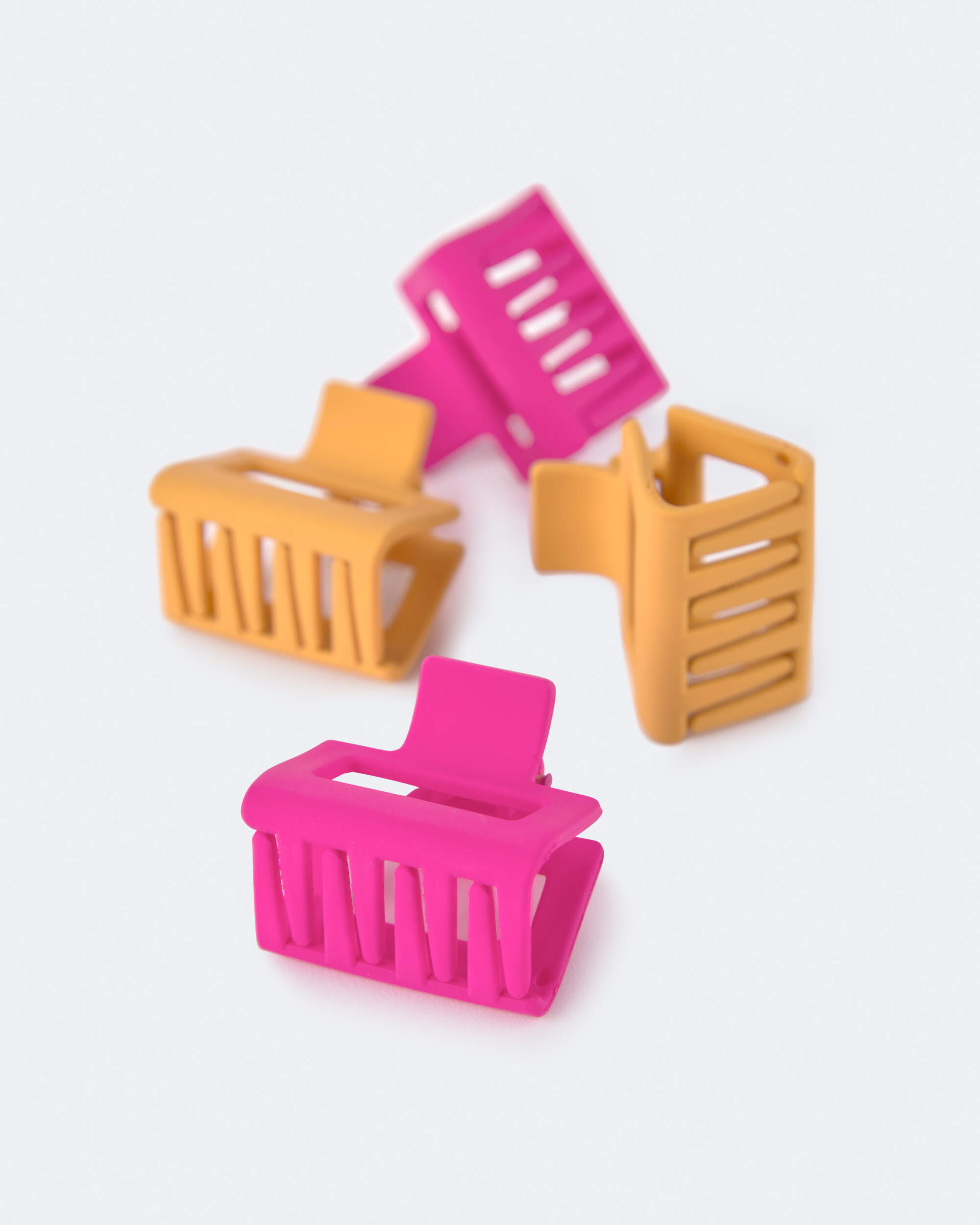 Toddler Girl 4 Pack Hair Clips - Hot Pink/Golden Yellow