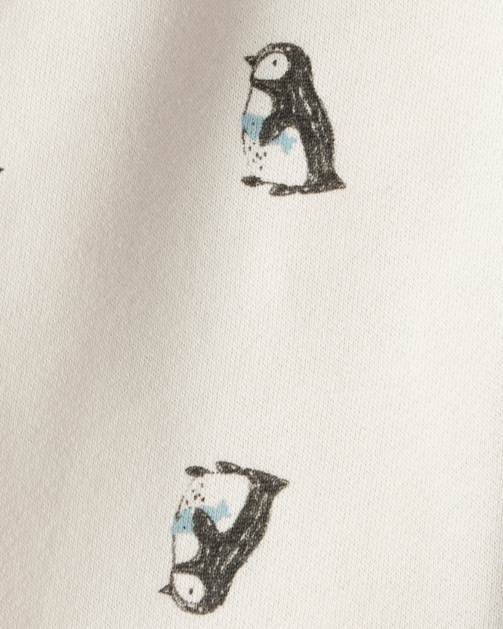 Baby Boy Penguin Print Fleece Pants - Cream