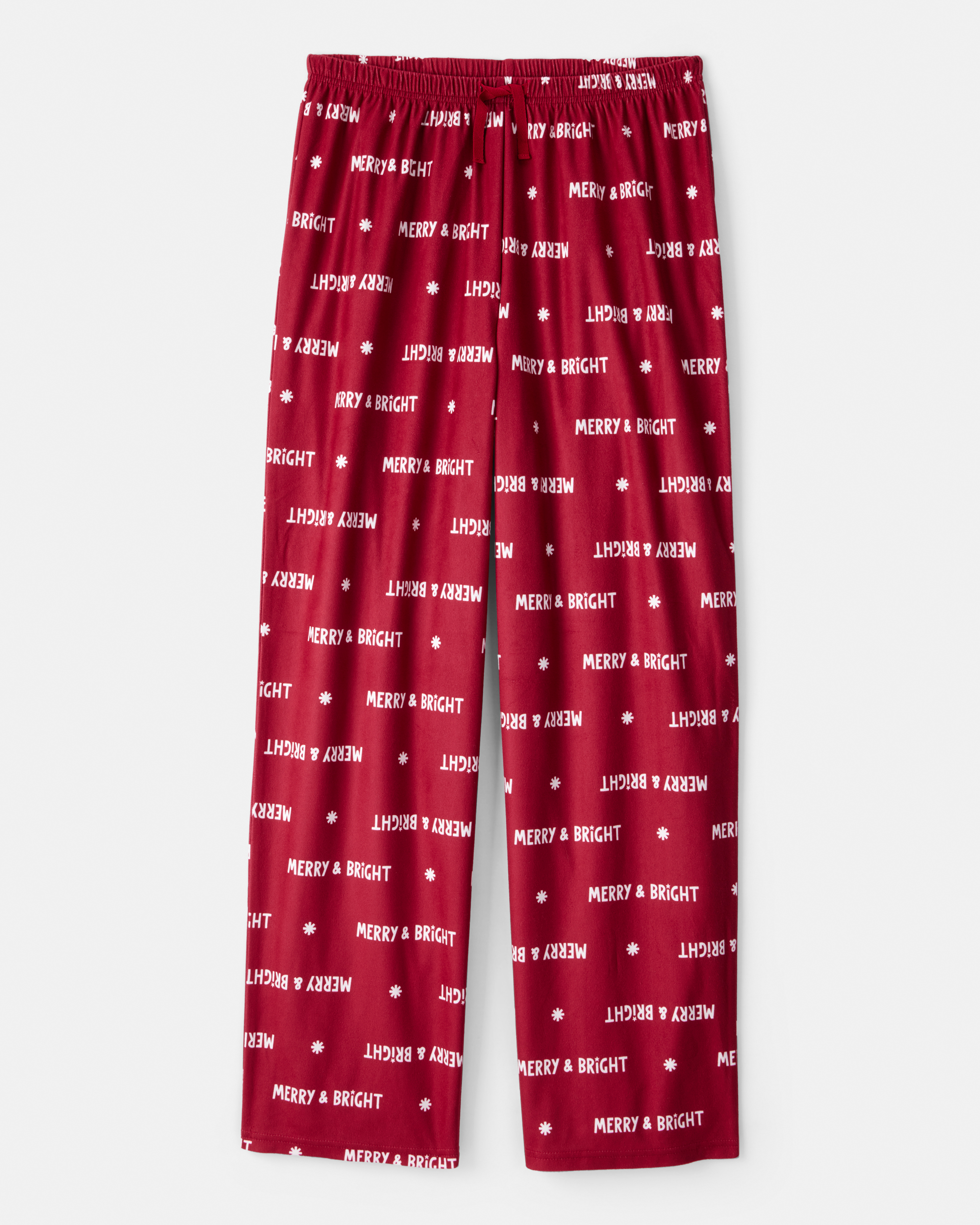 Adult Merry & Bright Christmas Loose Fit Pyjama Bottoms - Red