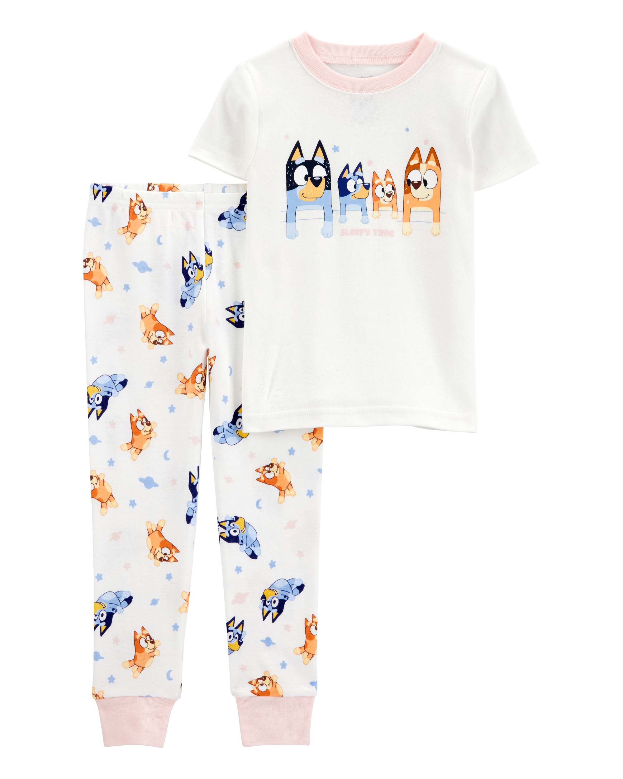 Toddler Bluey Snug Fit Cotton 2-Piece Pyjamas - White