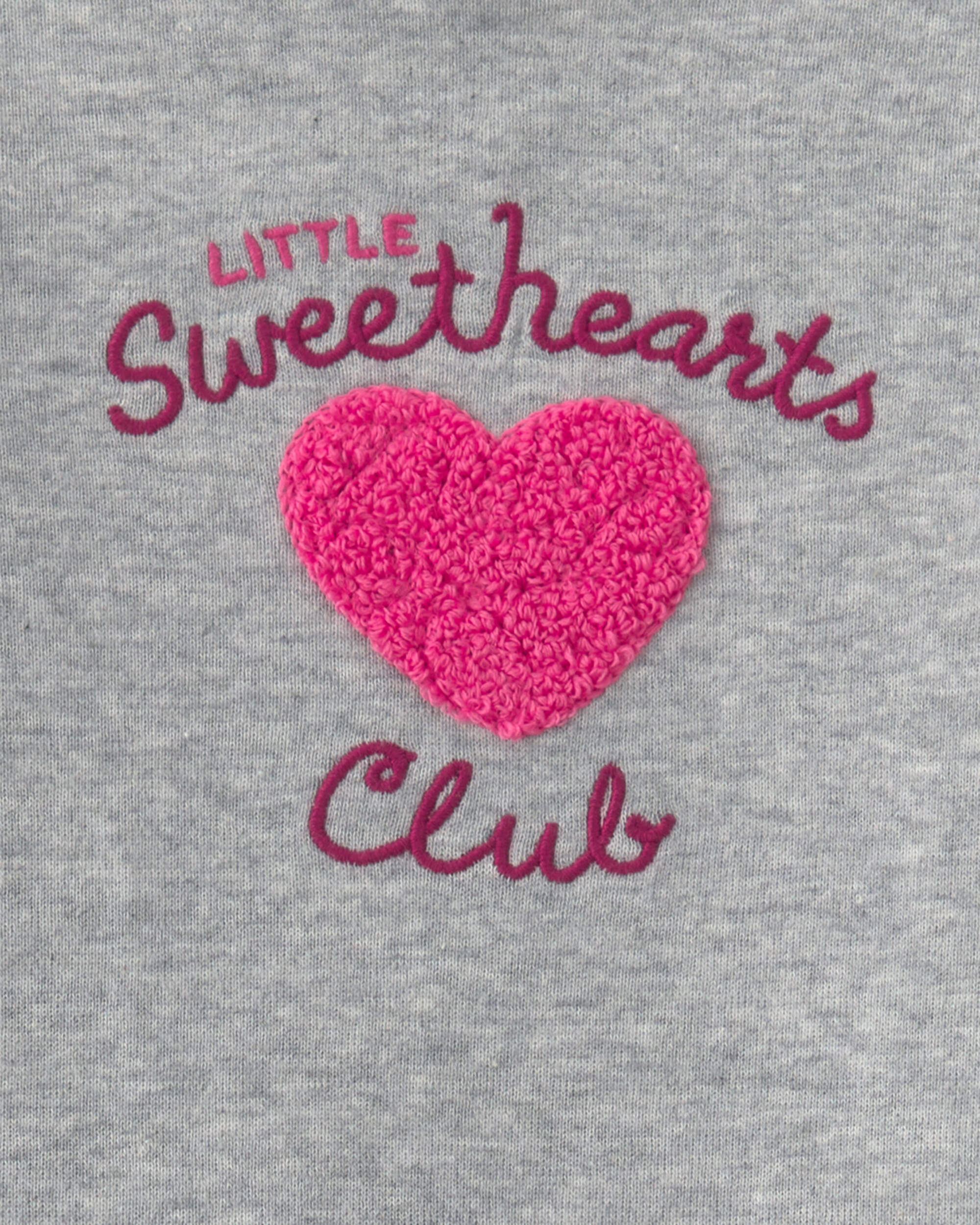 Baby Girl 2-Piece 'Little Sweethearts Club' Long-Sleeve Bodysuit & Pant Set - Pink/Grey