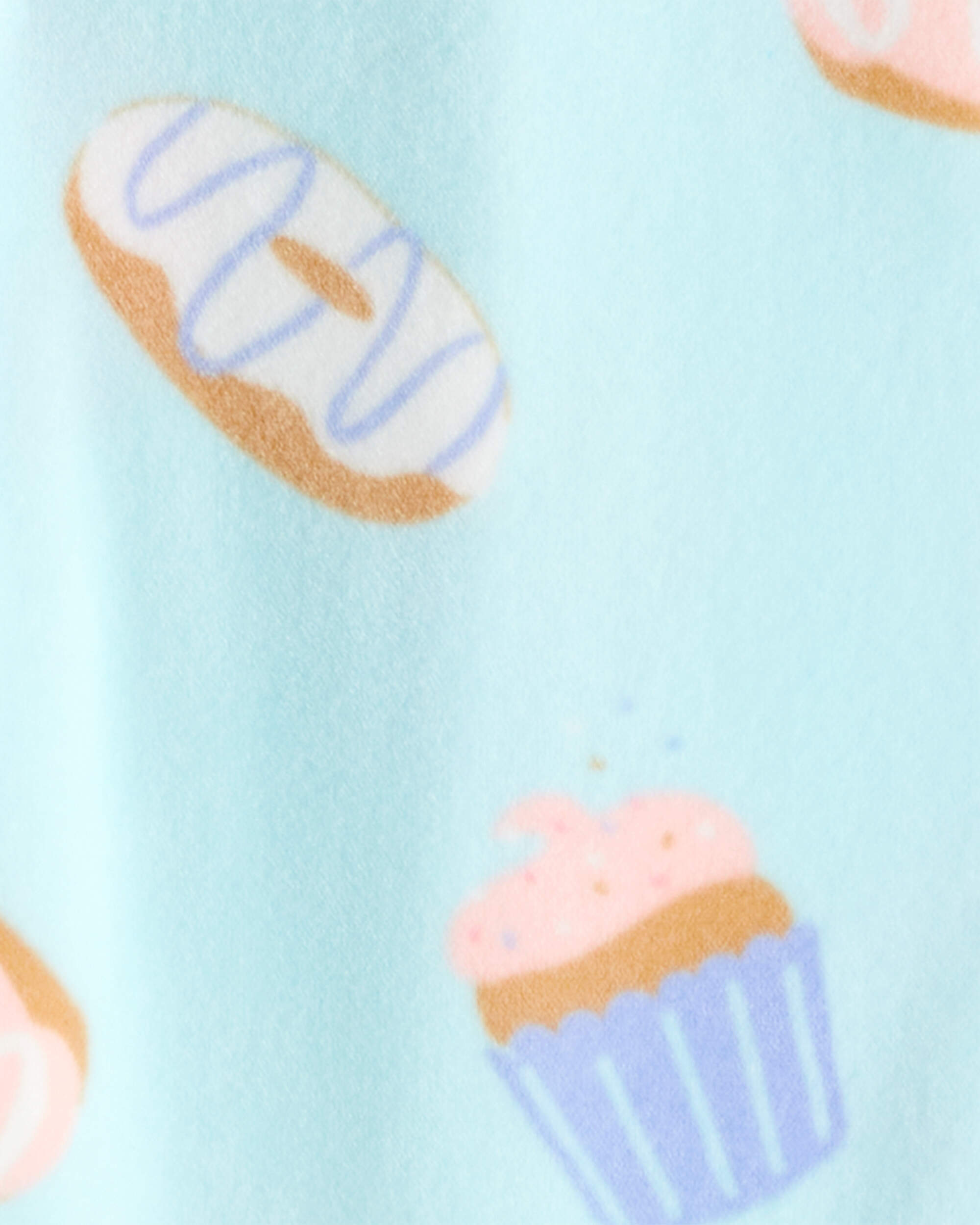Baby Girl Donuts Print DreamPlush Long-Sleeve Snug Fit 1-Piece pyjamas - Blue