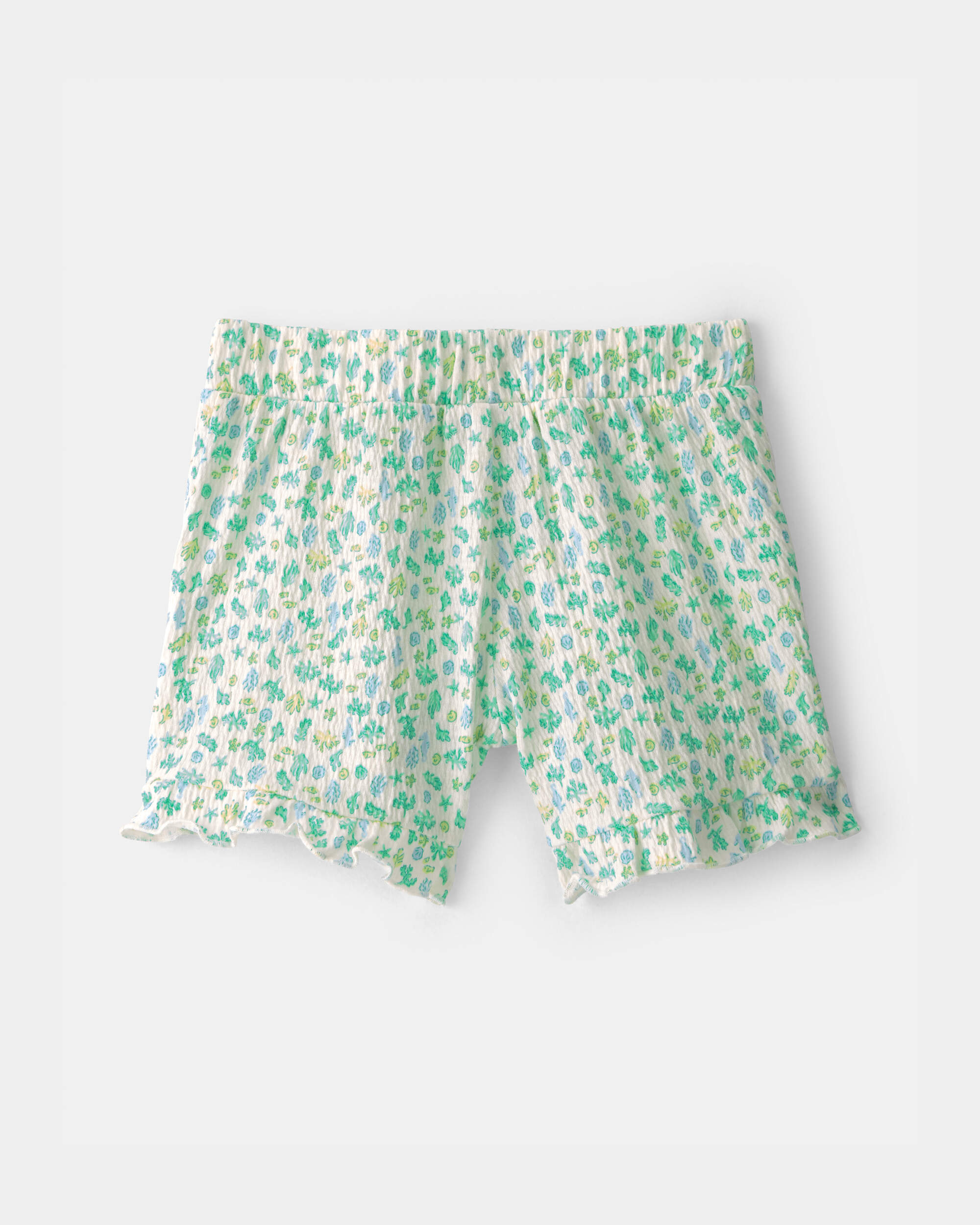 Toddler Girl Ruffle-Trim Floral Fashion Shorts - Green