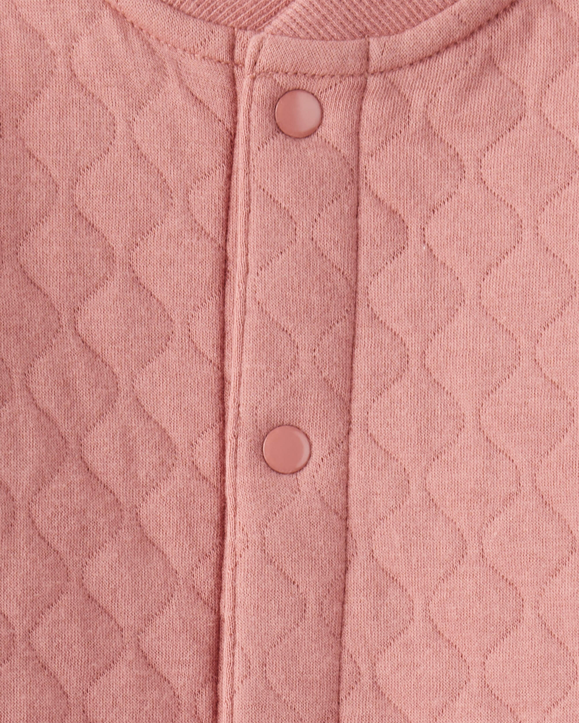 Baby Girl Quilted Long-Sleeve Jumpsuit - Pink