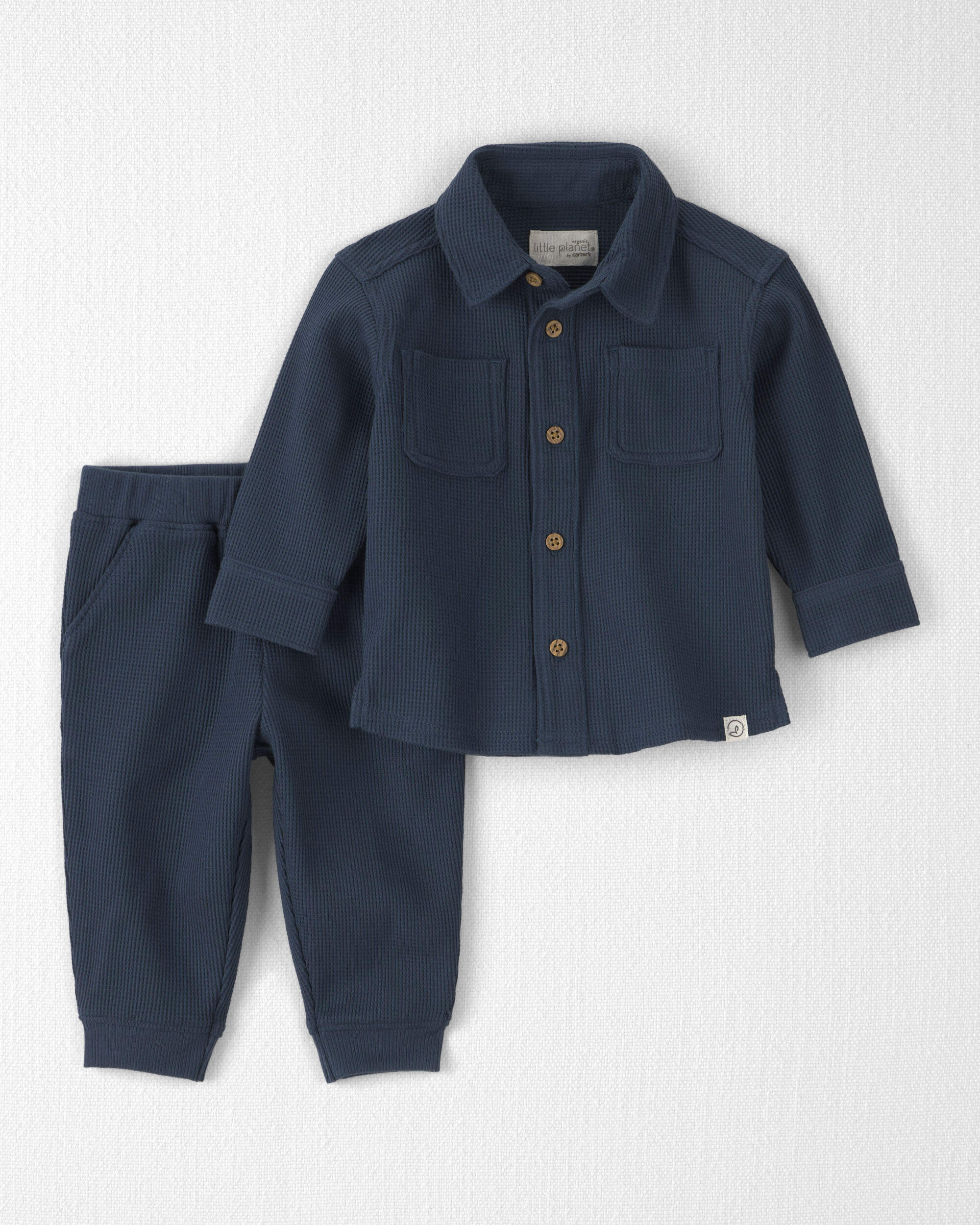 Baby Boy 2-Piece Organic Cotton Waffle Knit Top & Pant Set