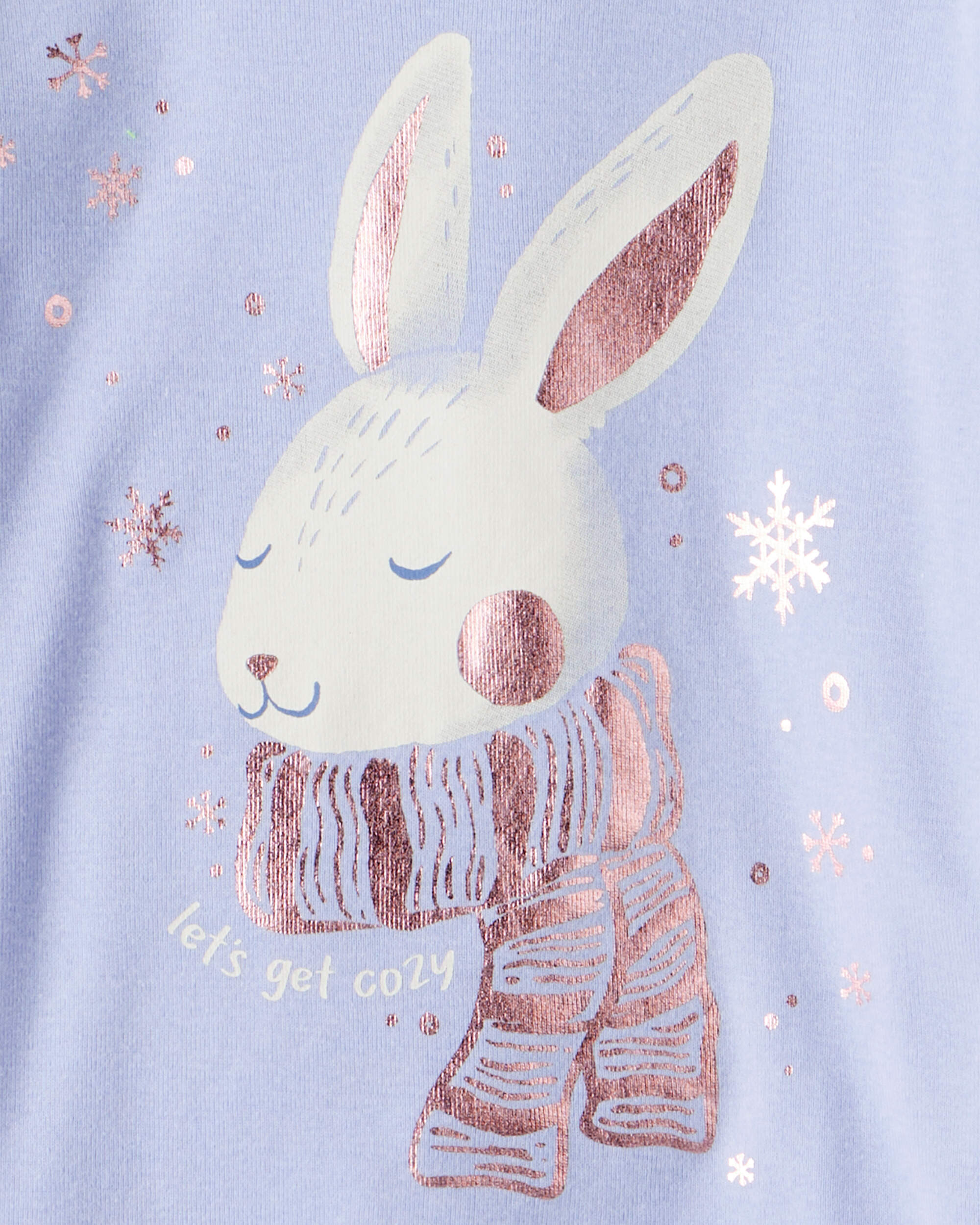 Toddler Girl Bunny Print 100% Cotton Long-Sleeve Snug Fit 4-Piece Pyjamas - Brown/Blue