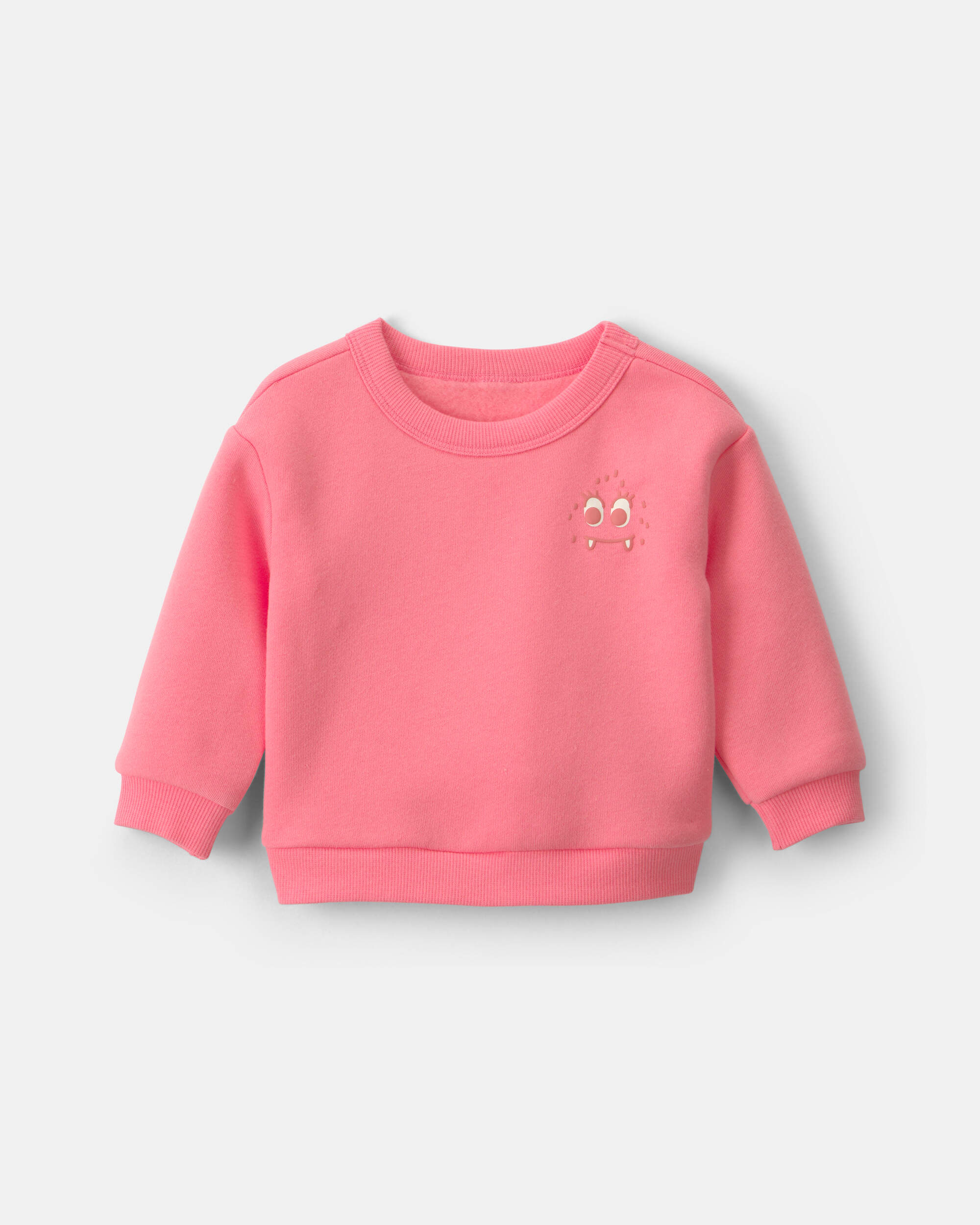 Baby Girl Cozy Monster Fleece Pullover Sweatshirt - Pink