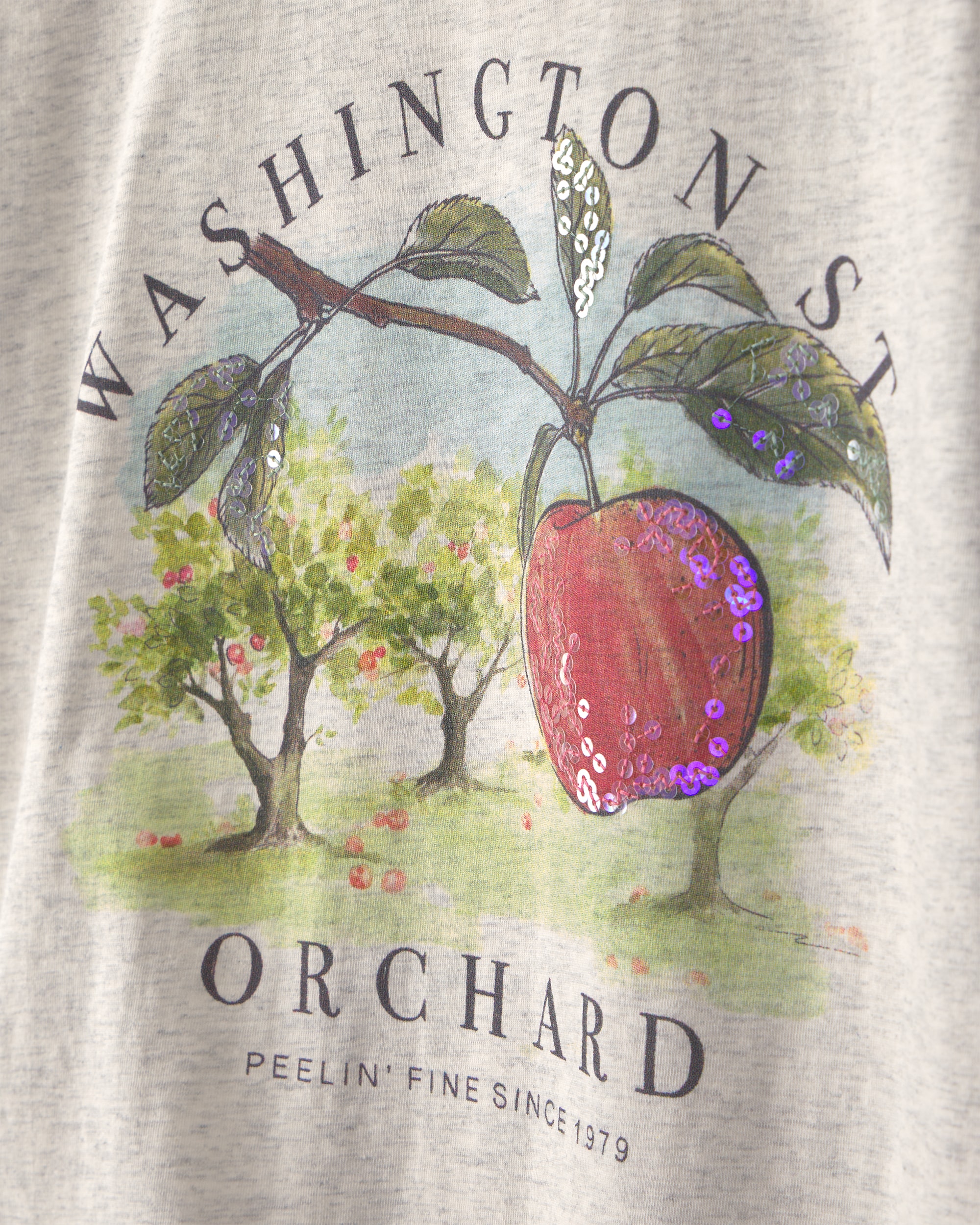 Girls Apple Orchard Graphic Tee - Grey