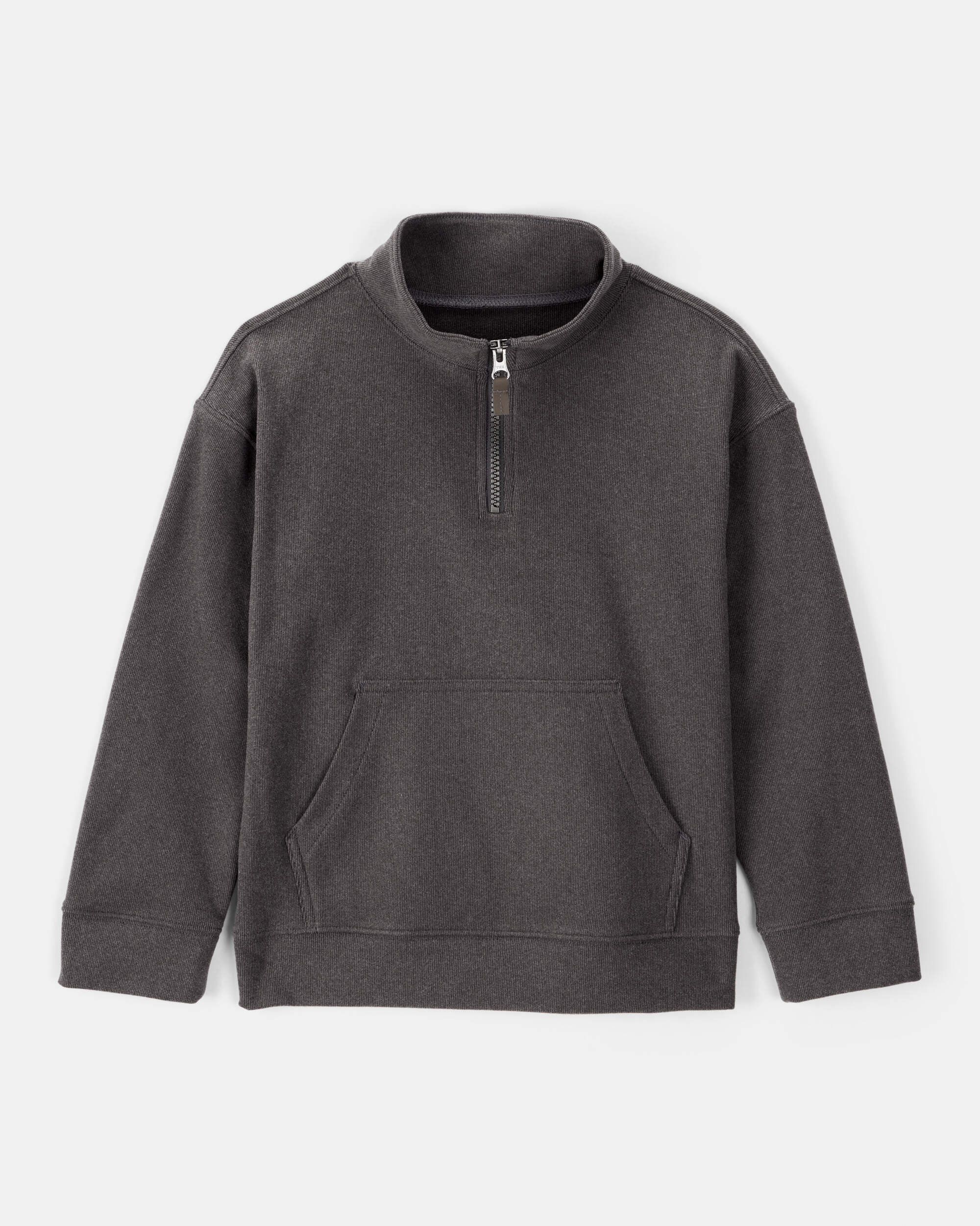 Boys Long-Sleeve Quarter-Zip Pullover Sweatshirt - Black