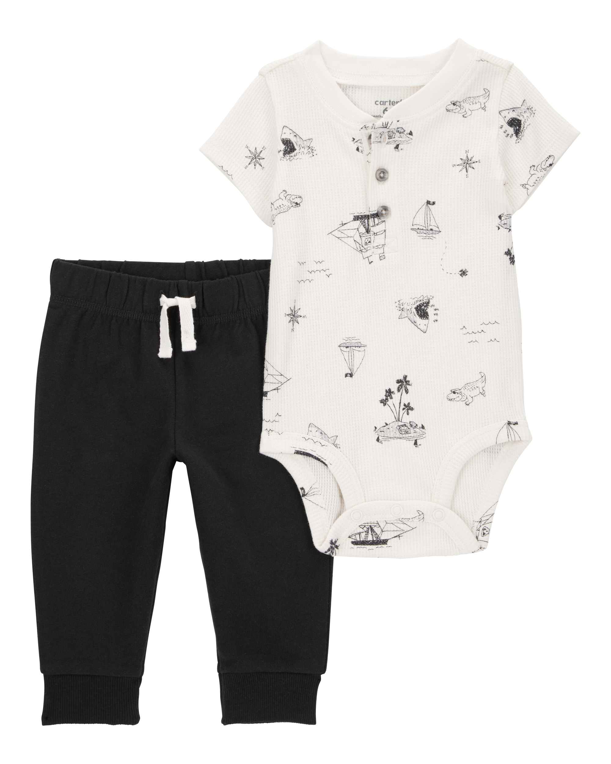 Baby 2-Piece Pirate Bodysuit Pant Set - Ivory/Black