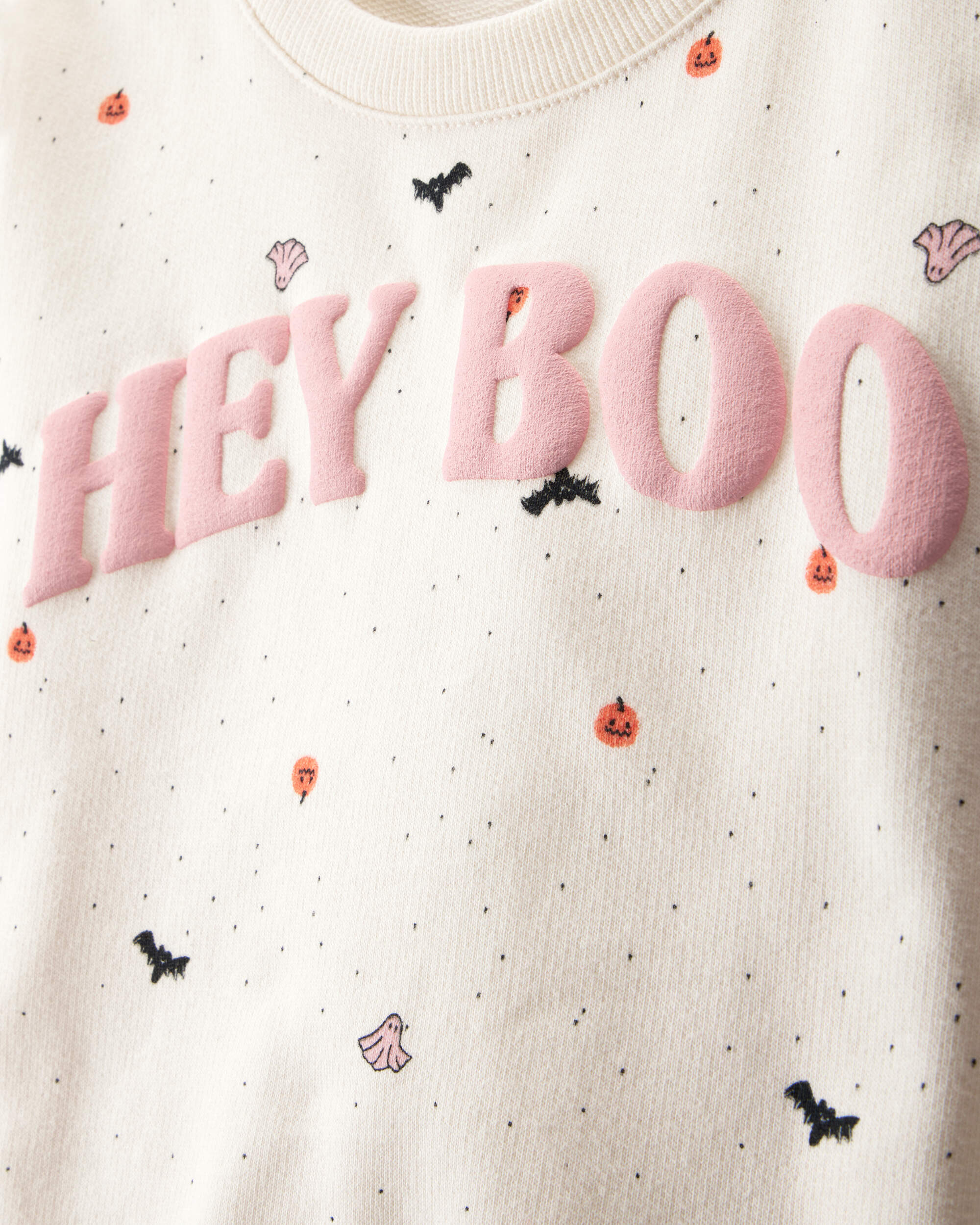 Toddler 2-Piece Hey Boo Halloween Outfit Set - Cream