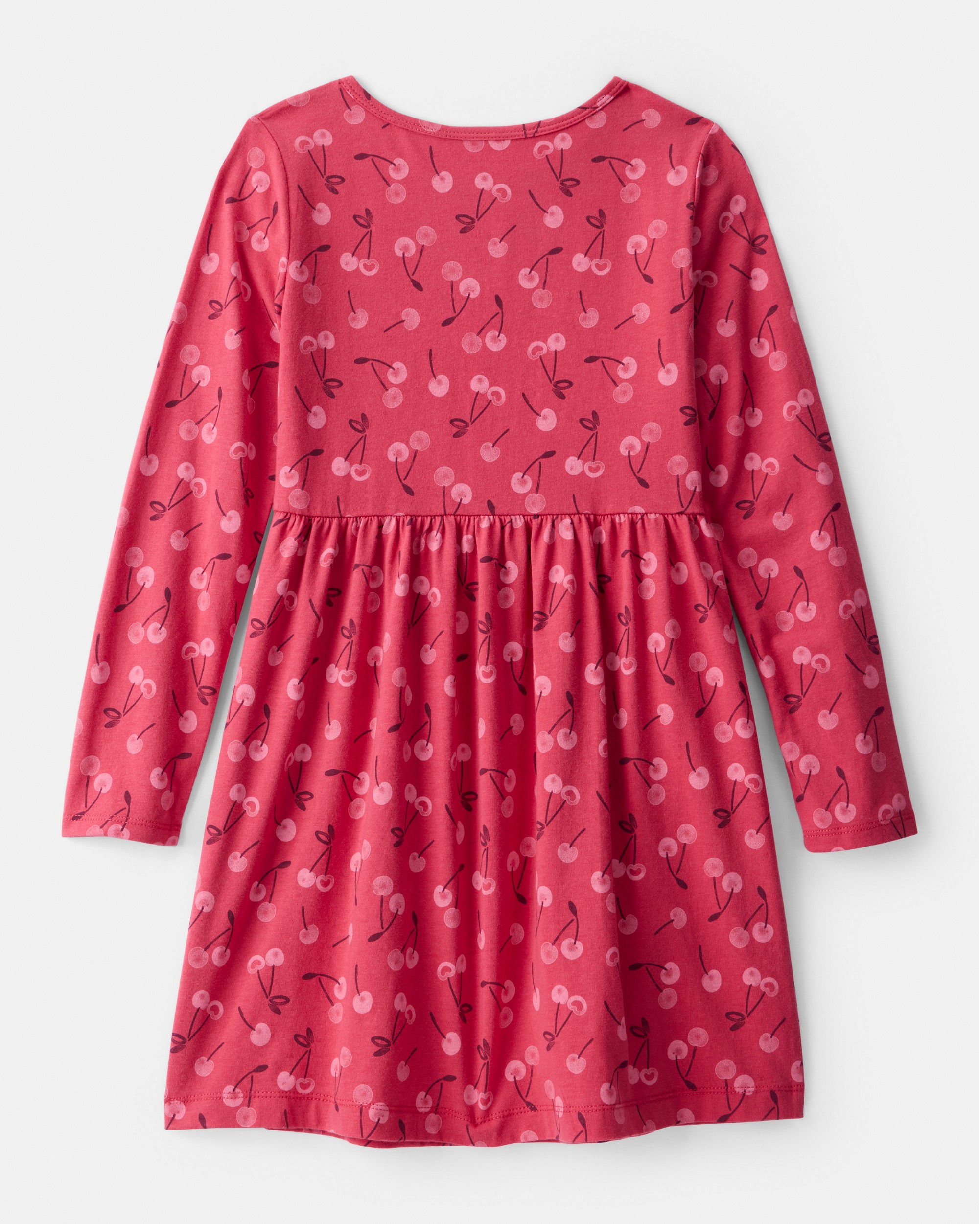 Girls Cherry Long-Sleeve Dress - Pink