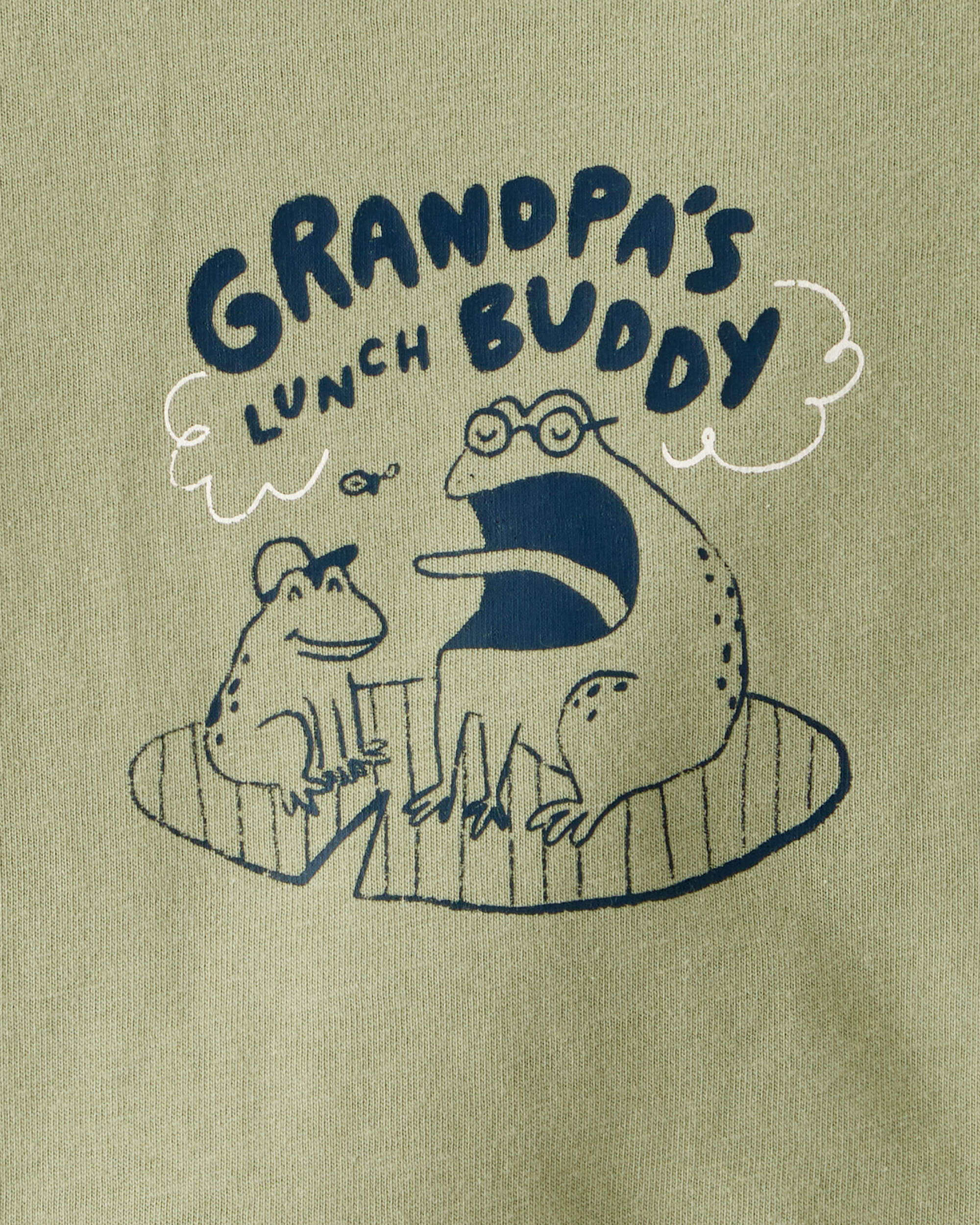 Baby Boy Grandpa's Lunch Buddy Frog Cotton Long-Sleeve Graphic Bodysuit - Green