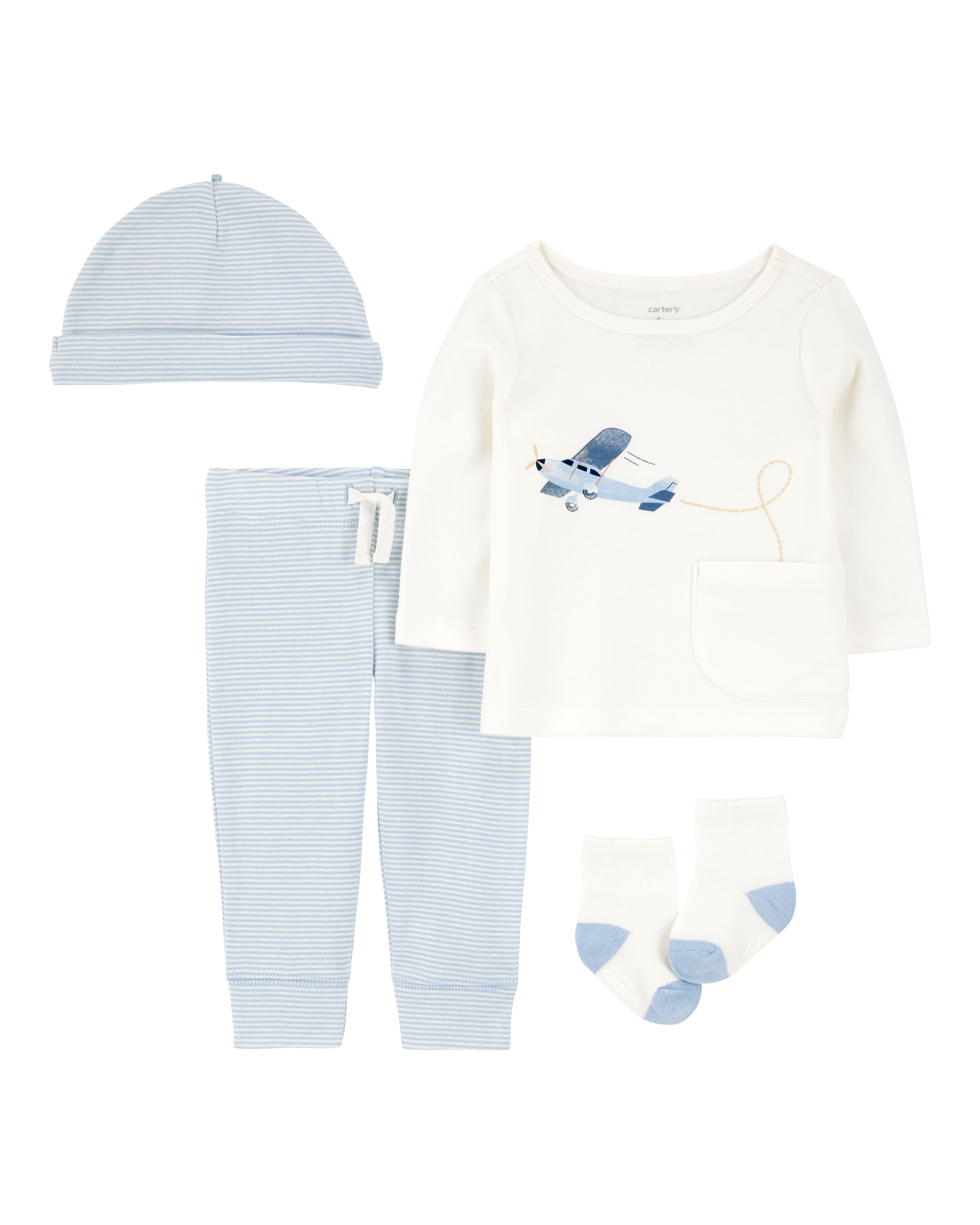 Baby 4-Piece Airplane Print Outfit Set