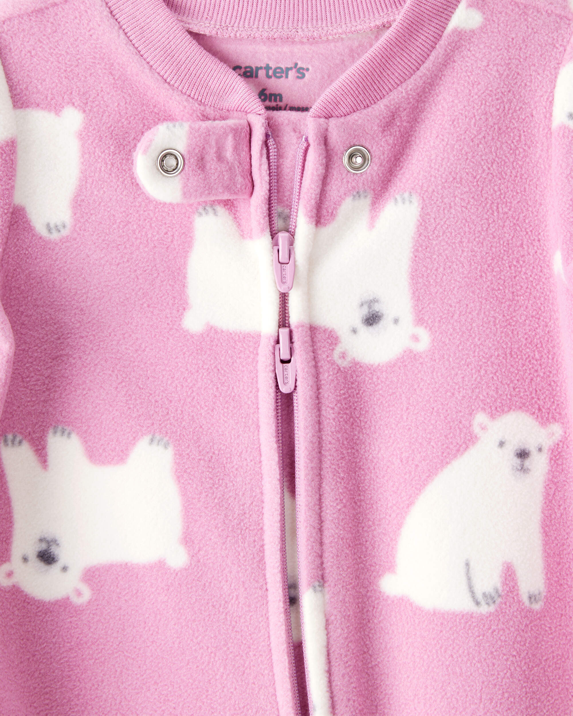 Baby Girl Polar Bear Print Loose Fit Long-Sleeve Sleeper - Pink