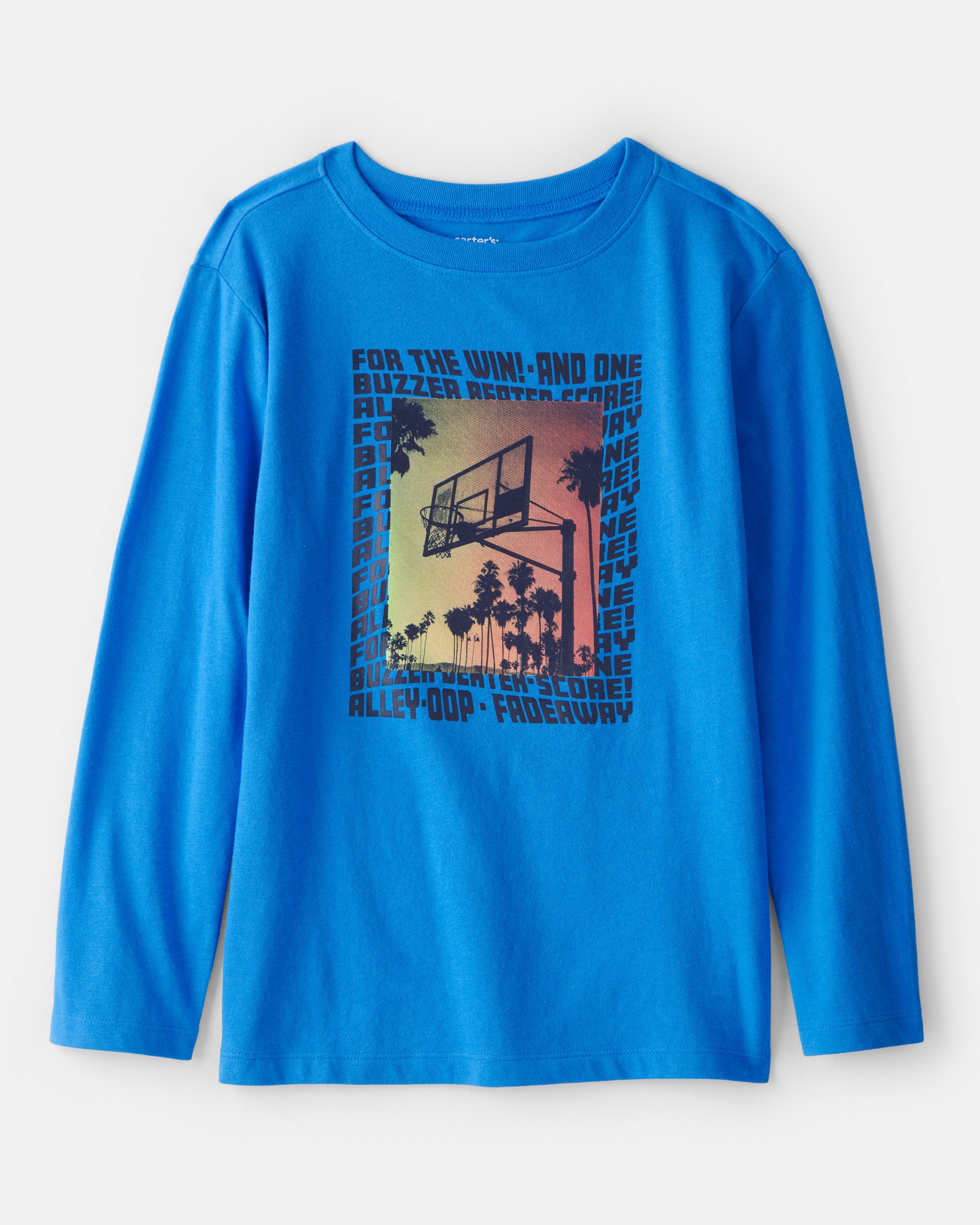 Boys Basketball Long-Sleeve Graphic Tee - Blue