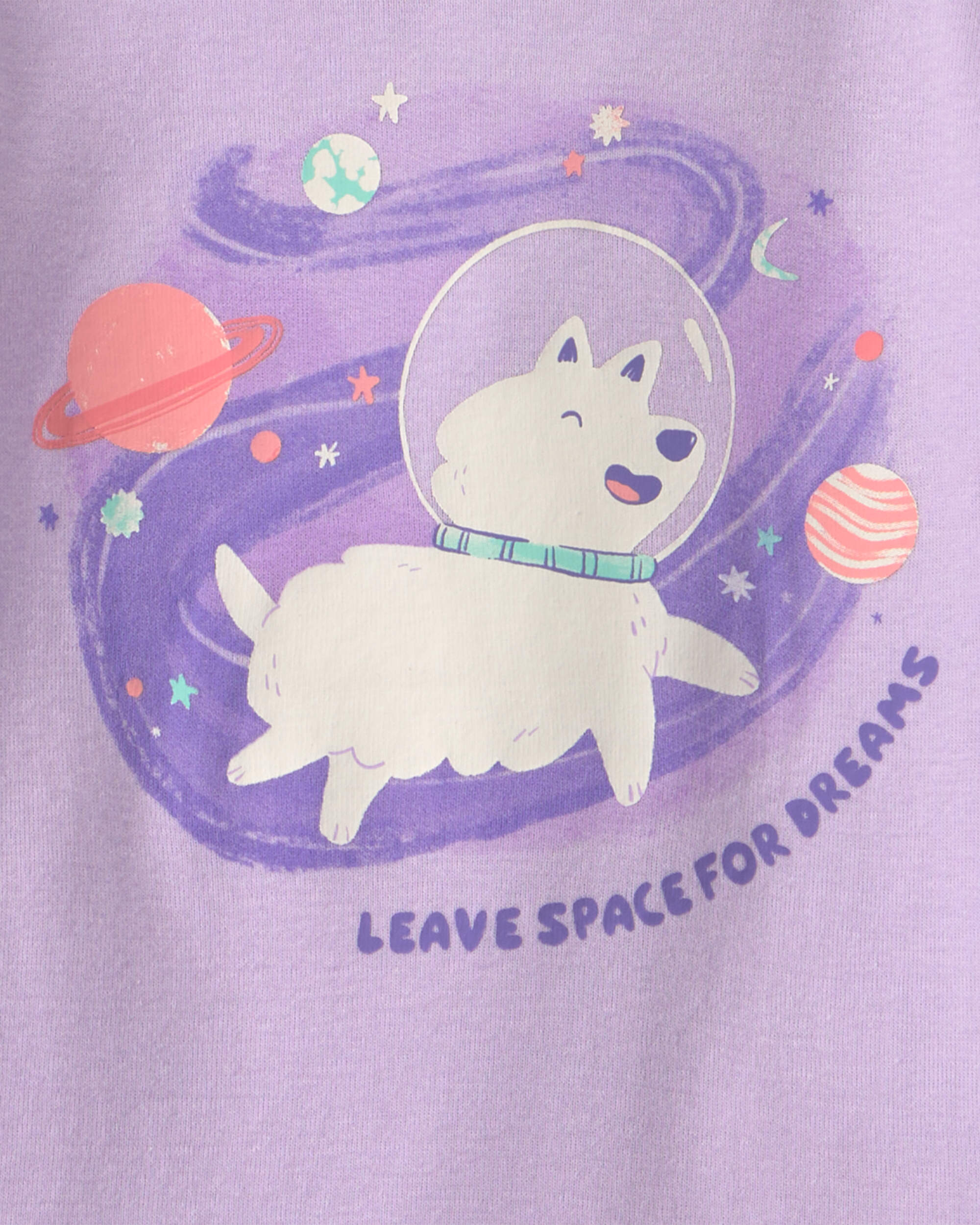 Toddler Girl 4-Piece Space Dog 100% Cotton Snug Fit Pyjama Set - Purple
