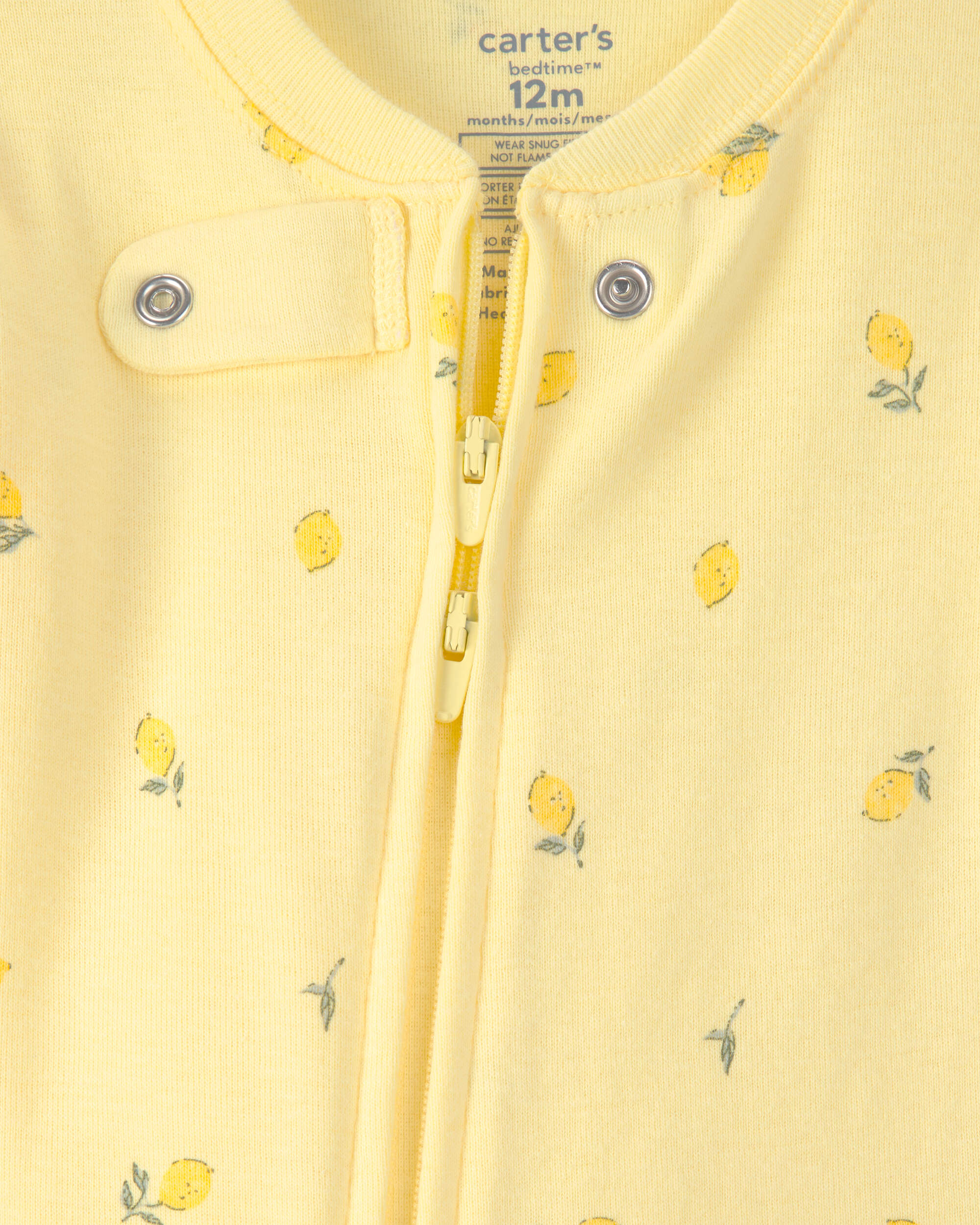 Baby Lemon 100% Cotton Snug Fit 1-Piece Pyjama Set - Yellow