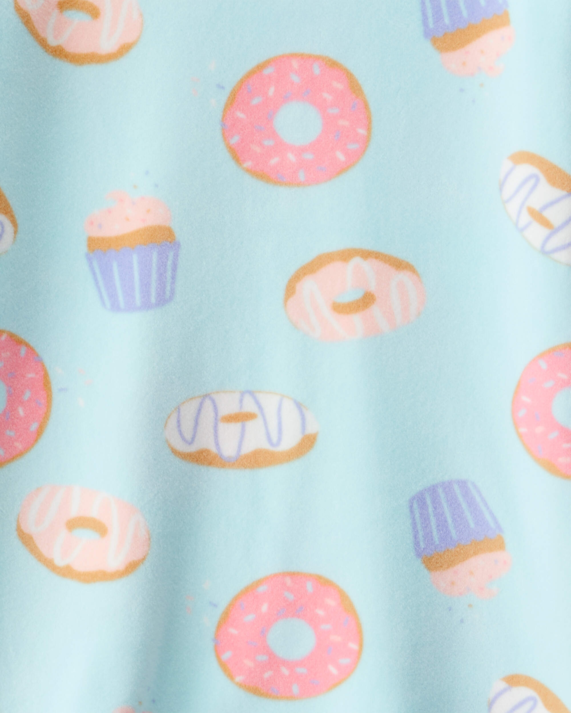 Girls Donut Print DreamPlush Long-Sleeve Snug Fit 2-Piece Pajamas - Blue