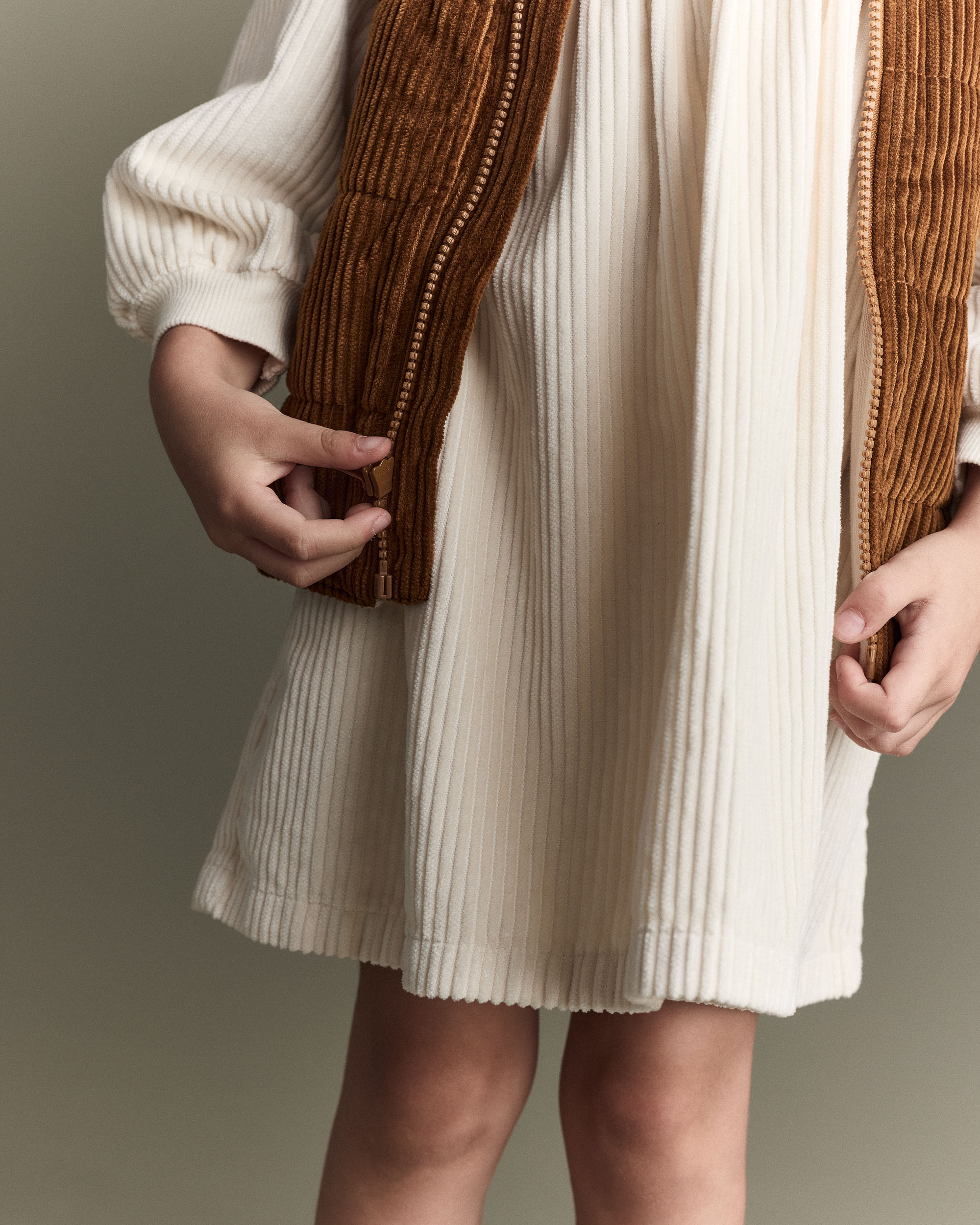 Toddler Girl Long-Sleeve Corduroy Dress - Cream