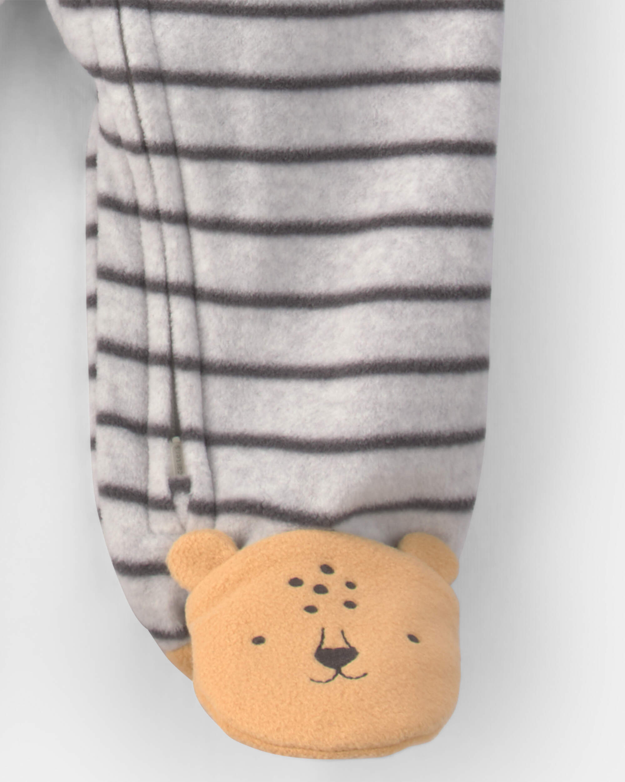 Baby Boy 2-Pack Safari Animals Striped Fleece 2-Way Zip Sleepers- Green/Grey