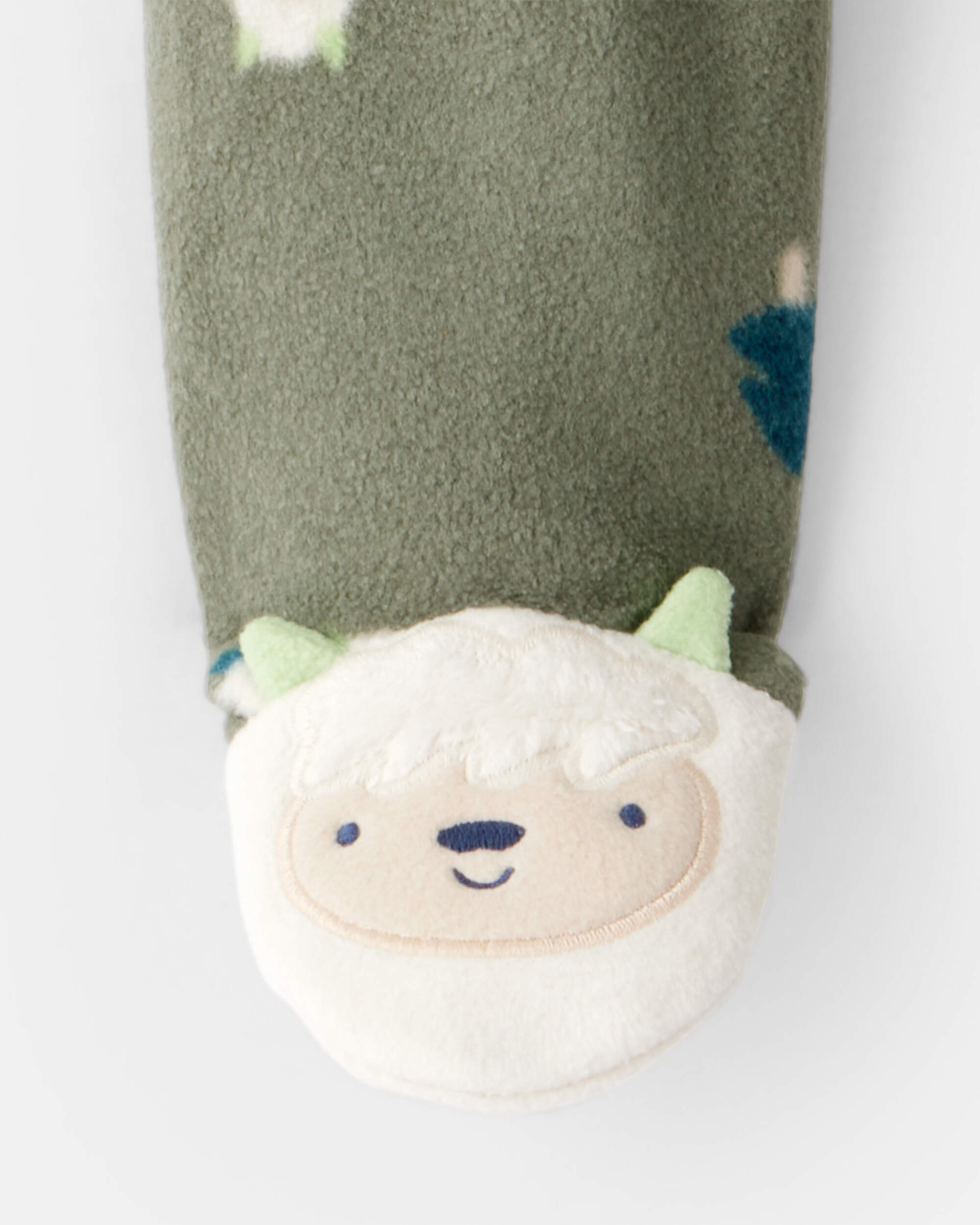 Baby Boy Yeti Fleece Loose Fit 2-Way Zip Sleeper - Green