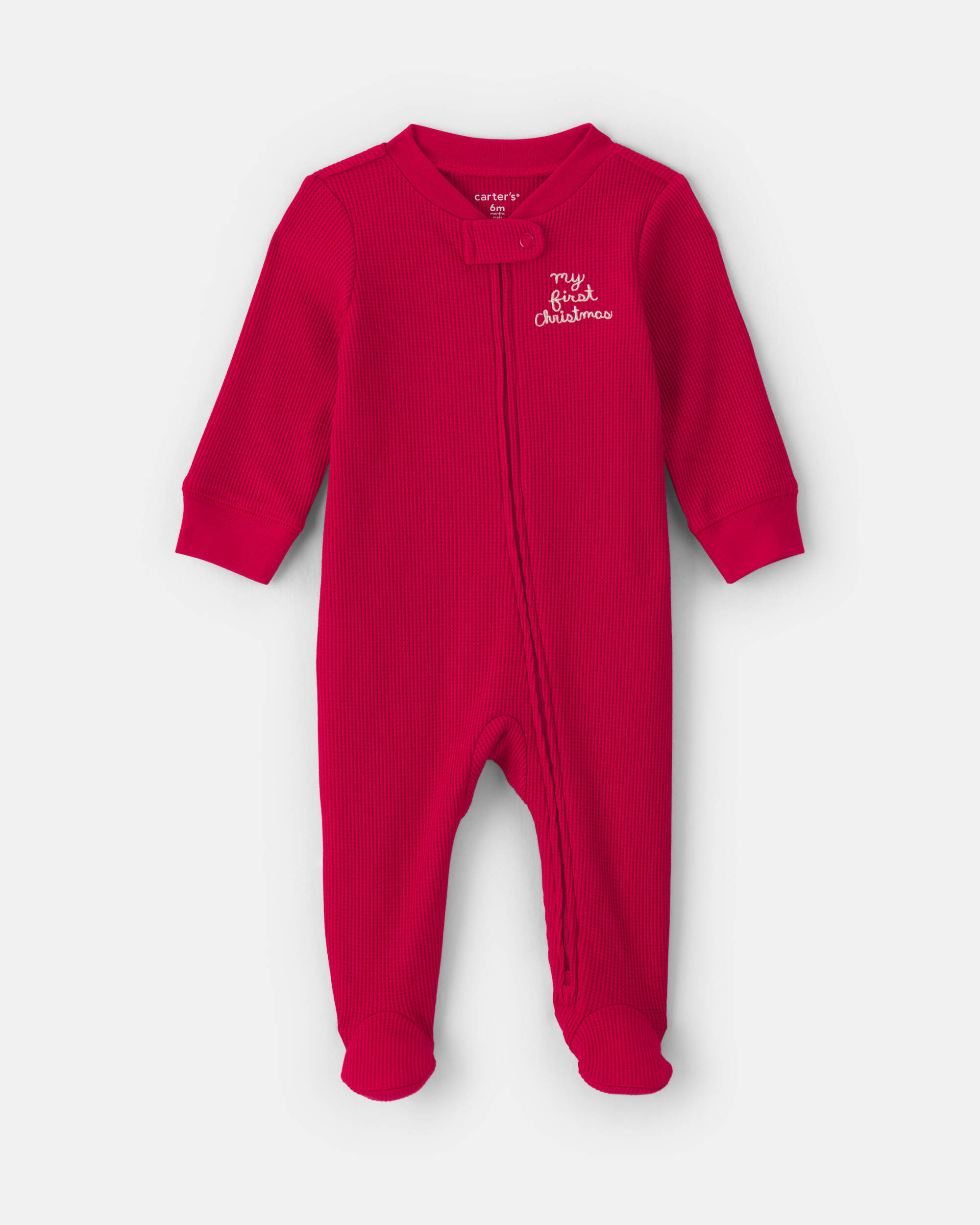 Baby My First Christmas' Cotton Thermal Sleeper - Red