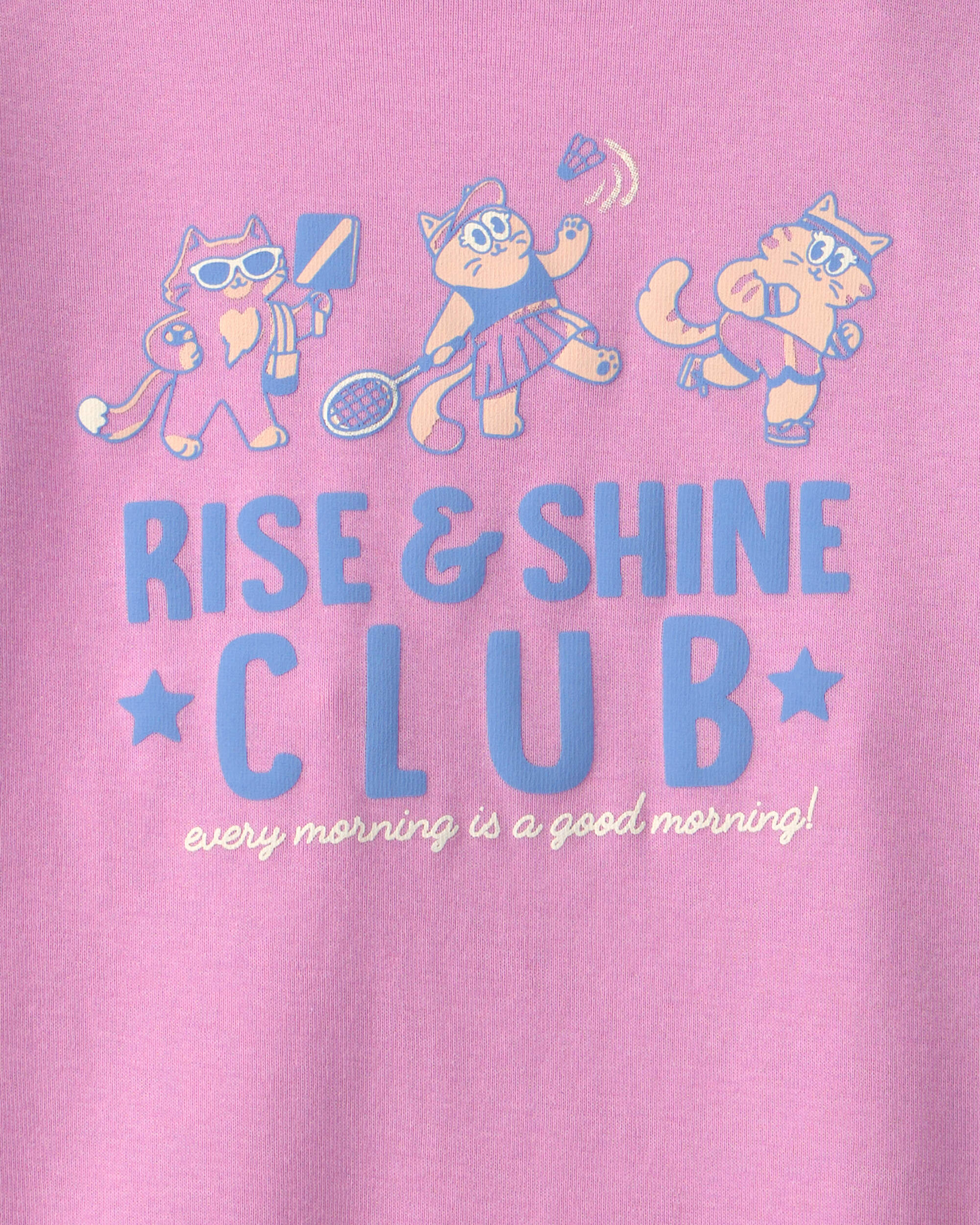 Toddler Girl Cat 100% Cotton Short-Sleeve Snug Fit 4-Piece pyjama Set - Purple/Blue