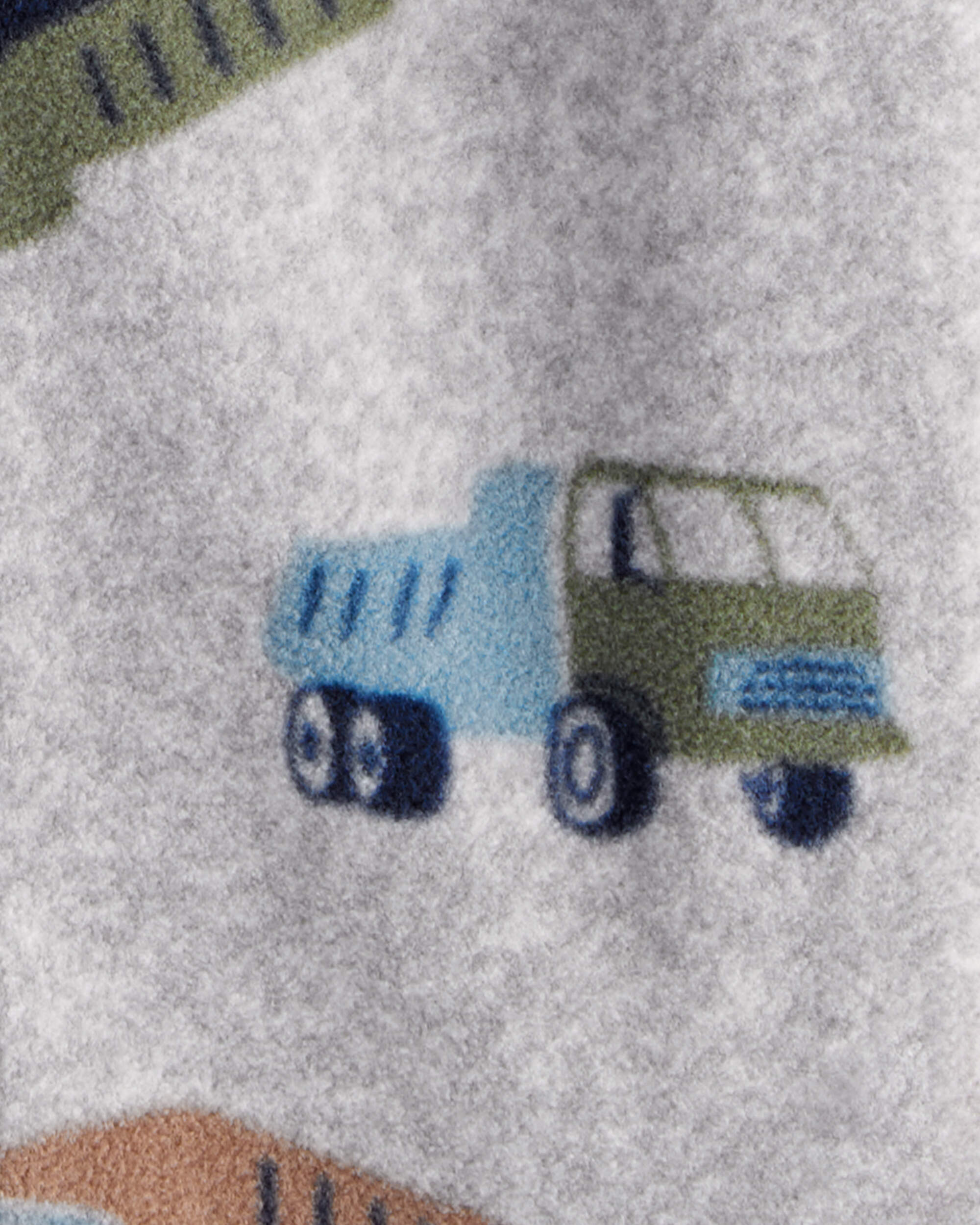 Baby Boy Construction Truck Print Loose Fit Long-Sleeve Sleeper - Grey