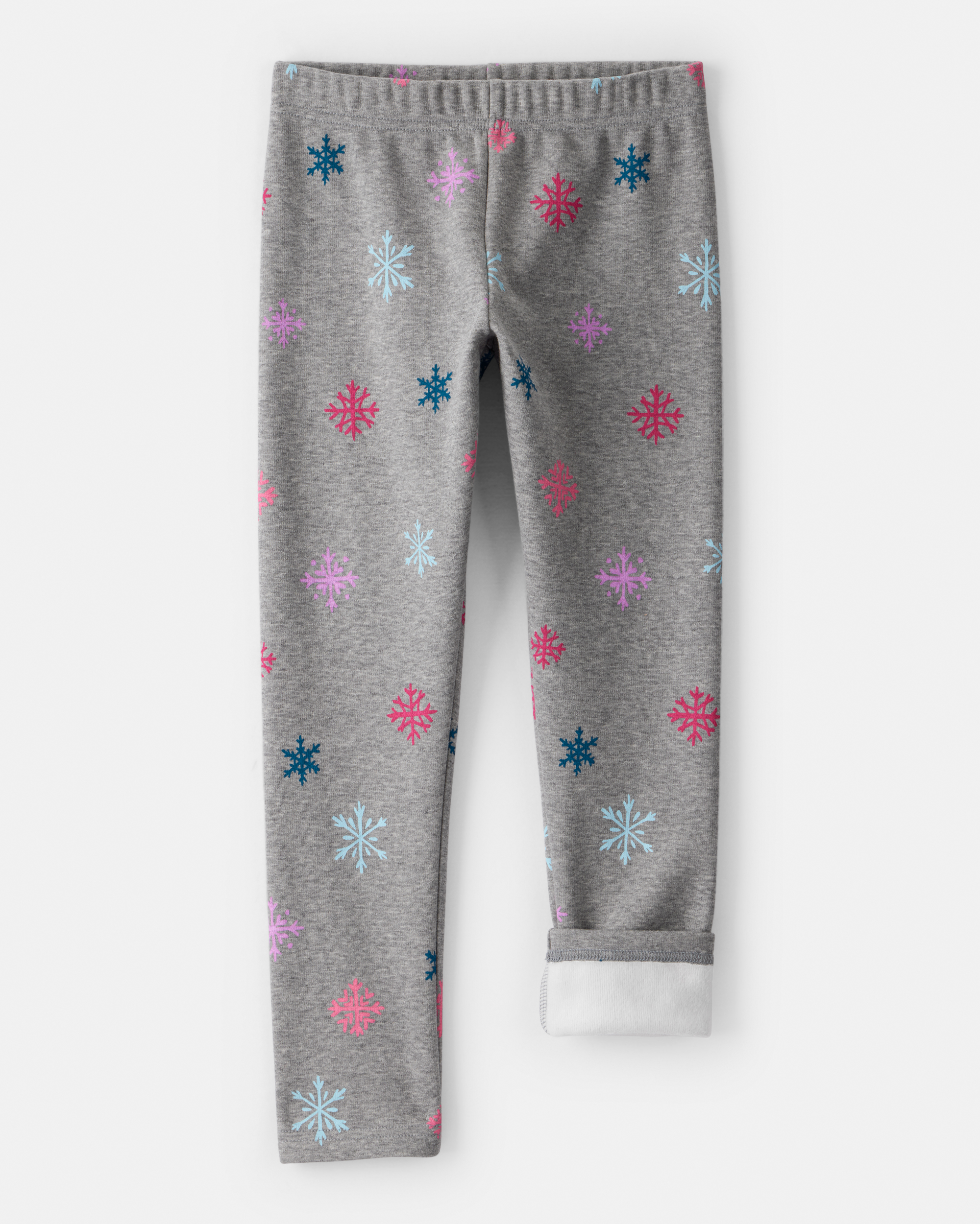 Girls Snowflake Pull-On Stretch Cozy Leggings - Grey
