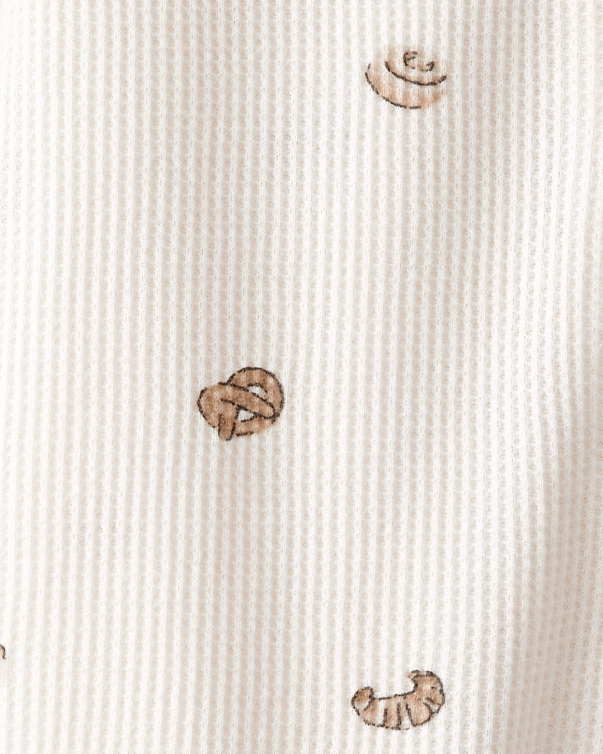 Pastry Print Cotton Long-Sleeve Snug Fit Sleeper - Cream