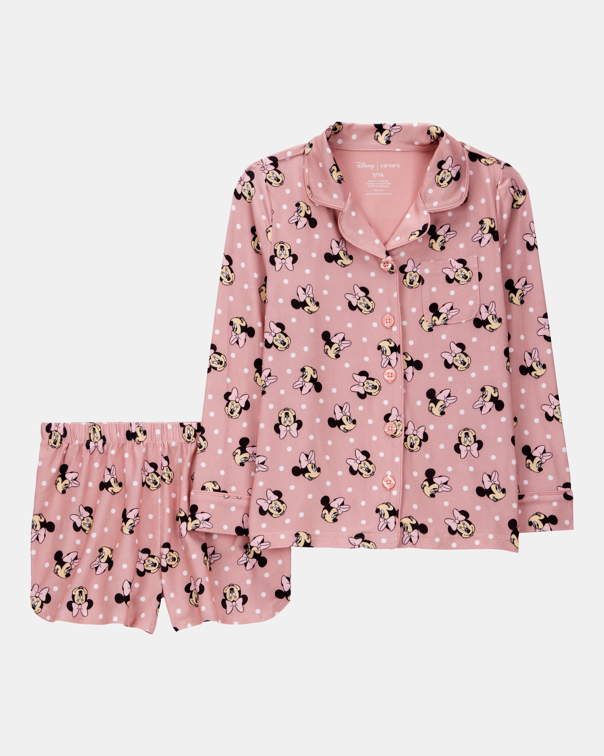 Kid Disney© Minnie Mouse Coat-Style Loose Fit 2-Piece Pyjamas - Pink